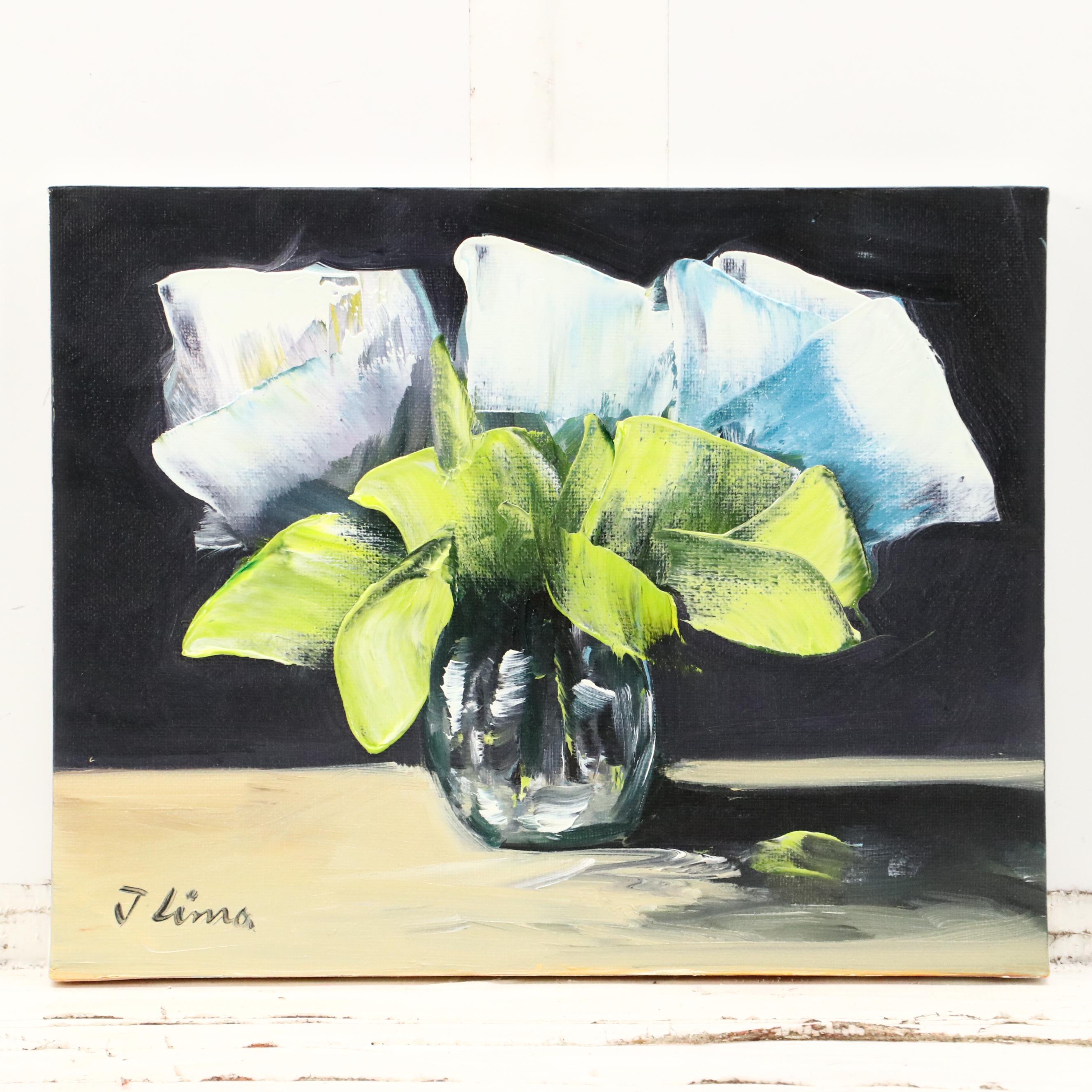 José M. Lima Floral Still Life Oil Painting, 2025