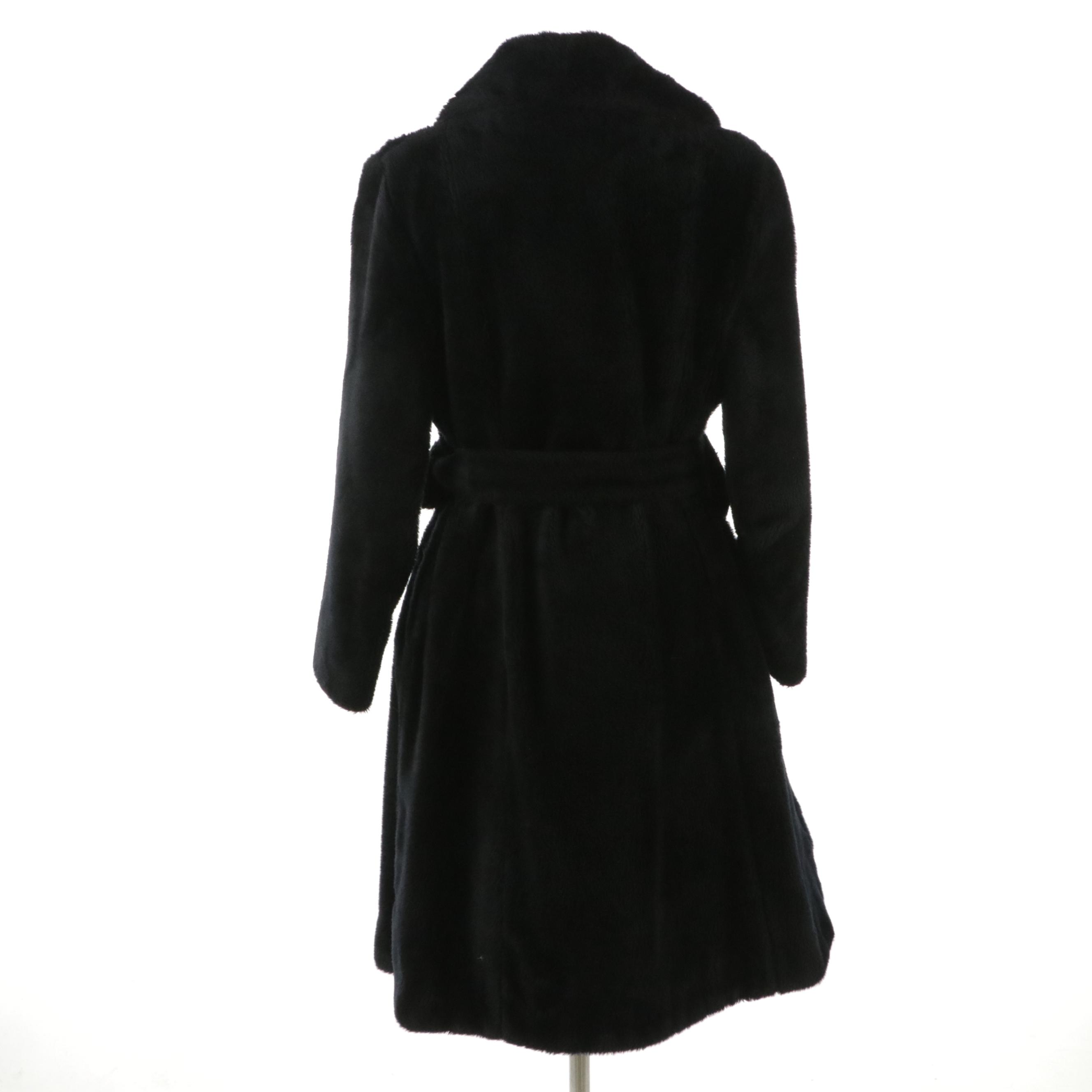 Vintage Belted Faux Fur Coat