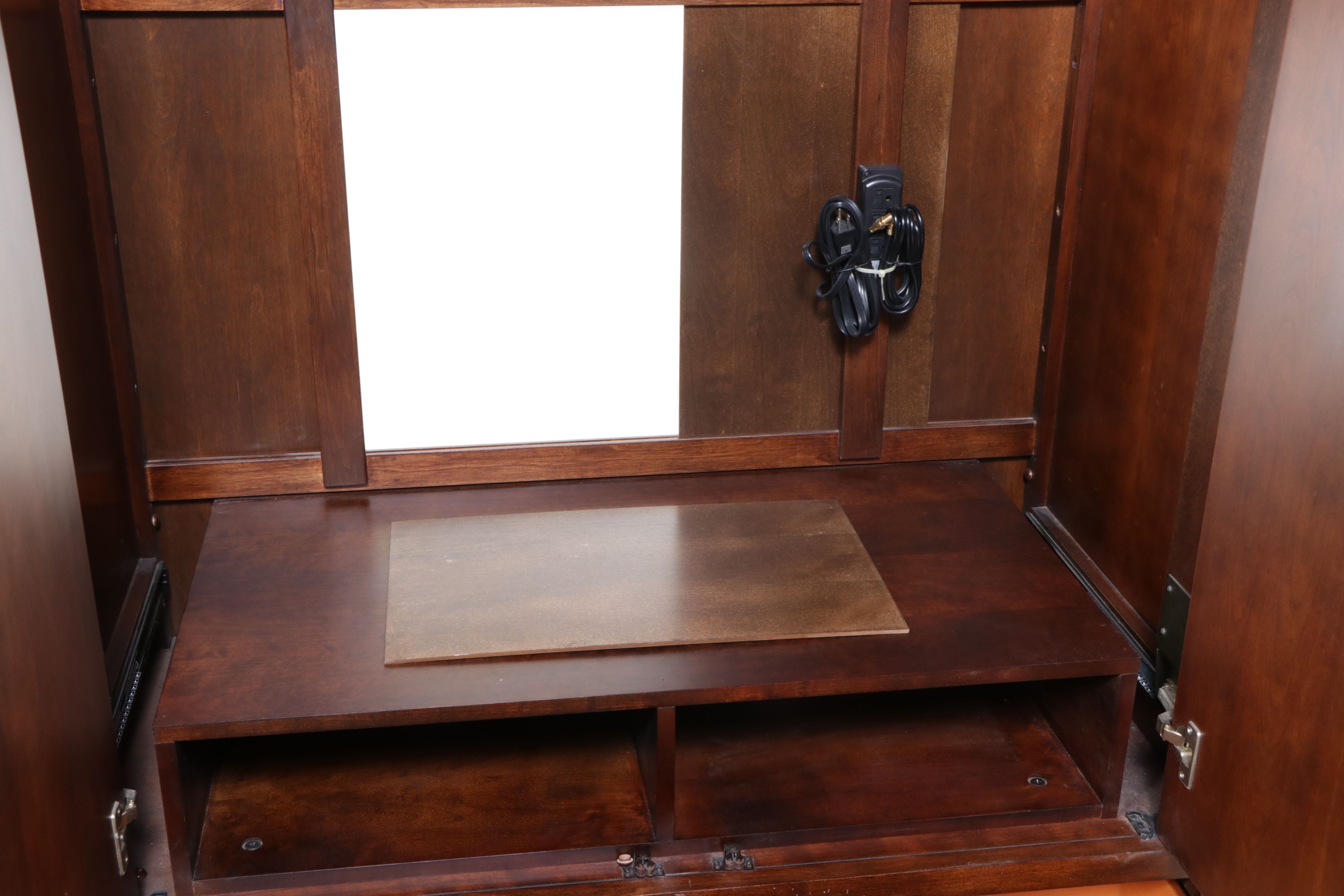 Chinese Style Burl Wood Accented Media Cabinet