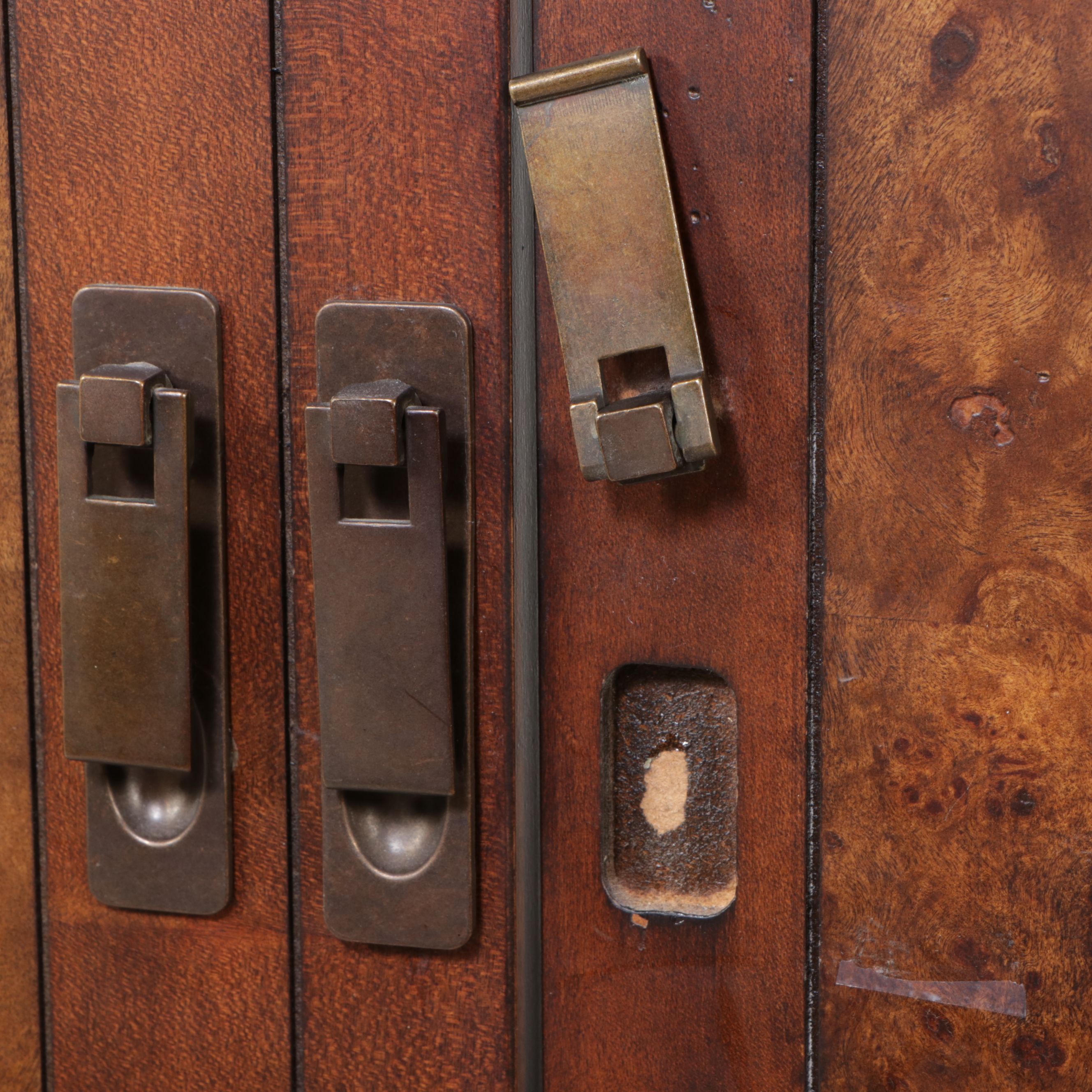 Chinese Style Burl Wood Accented Media Cabinet