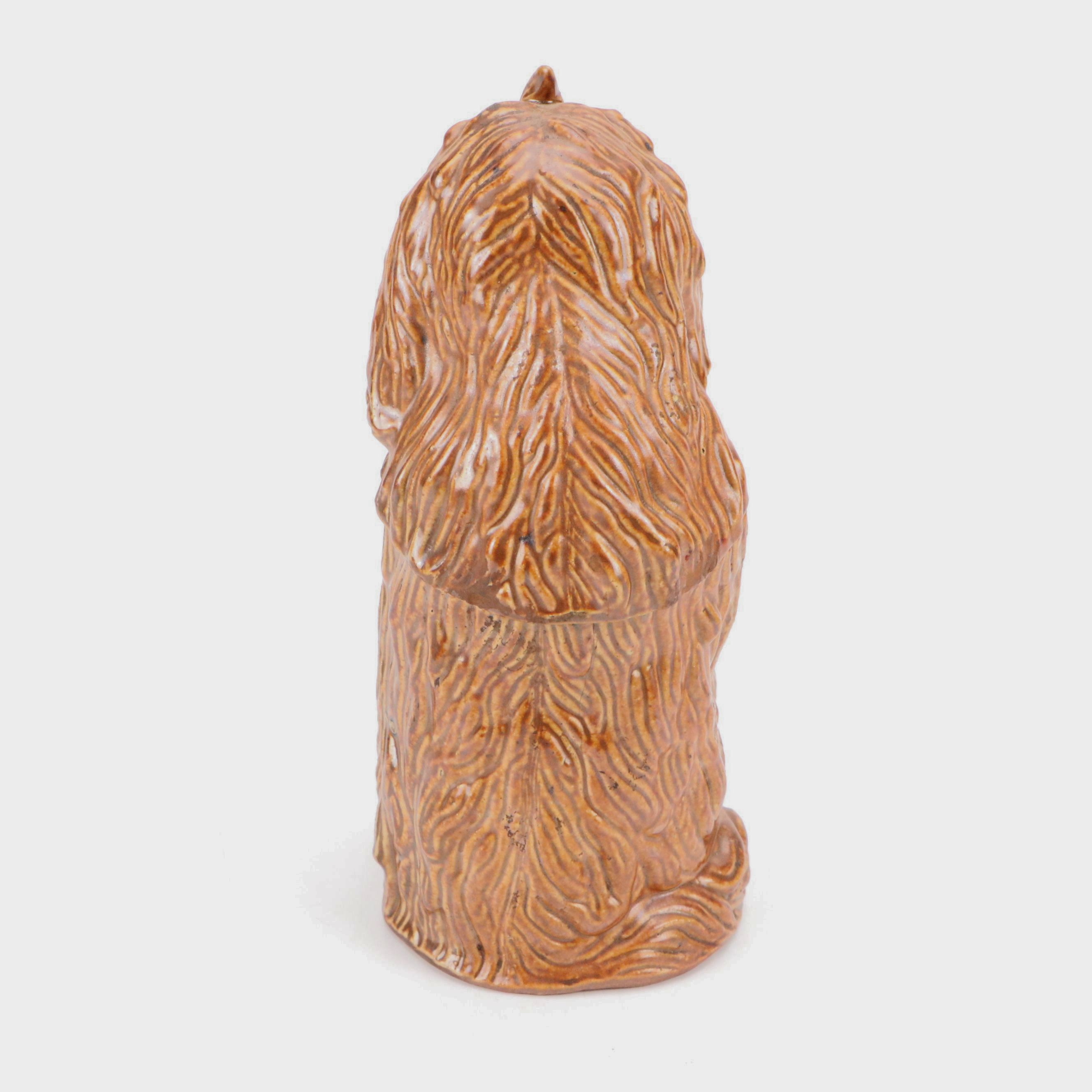 Bennington Rockingham Glazed Dog-Shaped Tobacco Jar, 19th Century