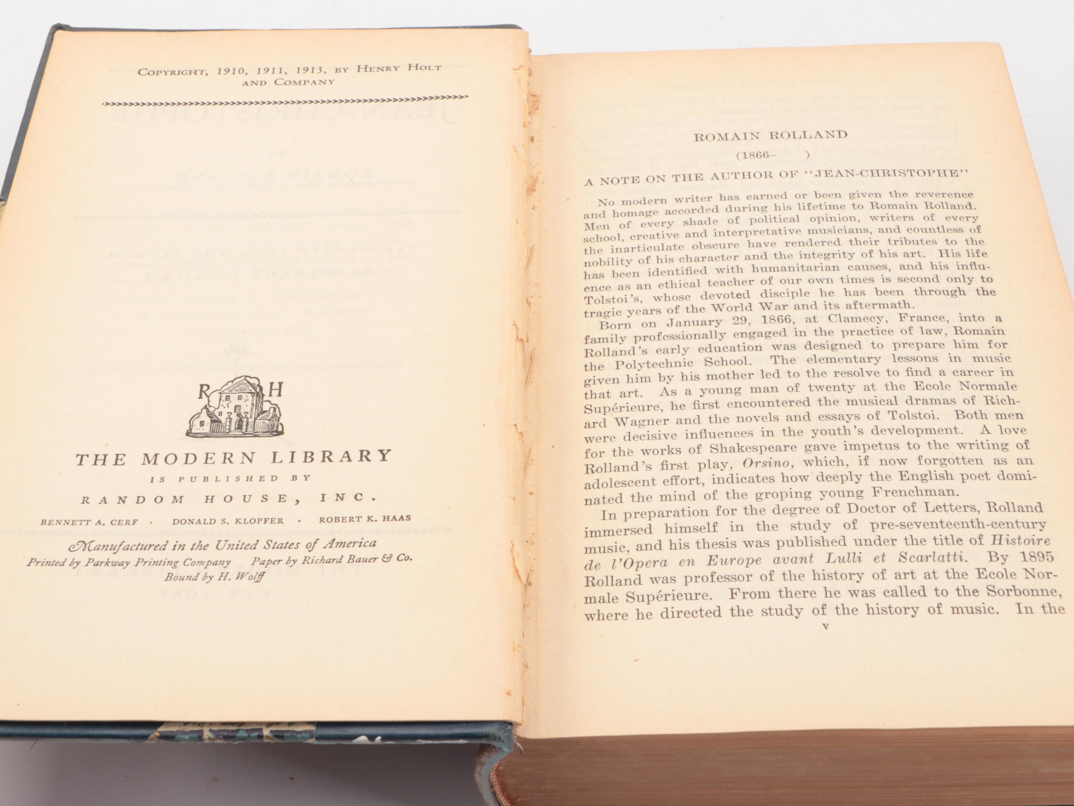 Leather Bound "Jean-Christophe" by Romain Rolland, circa 1938