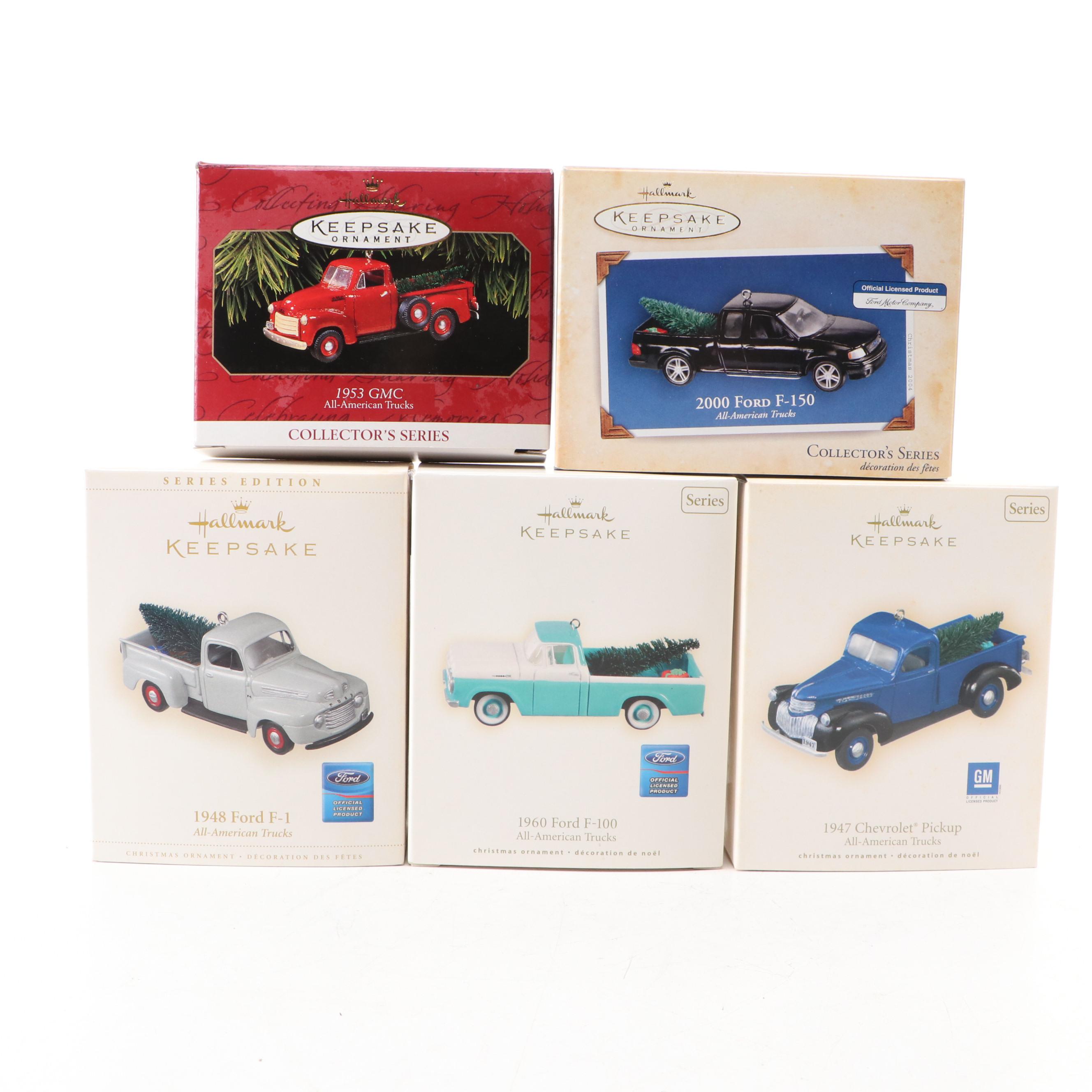 Hallmark Keepsake Diecast "All-American Trucks" Series Christmas Tree Ornaments