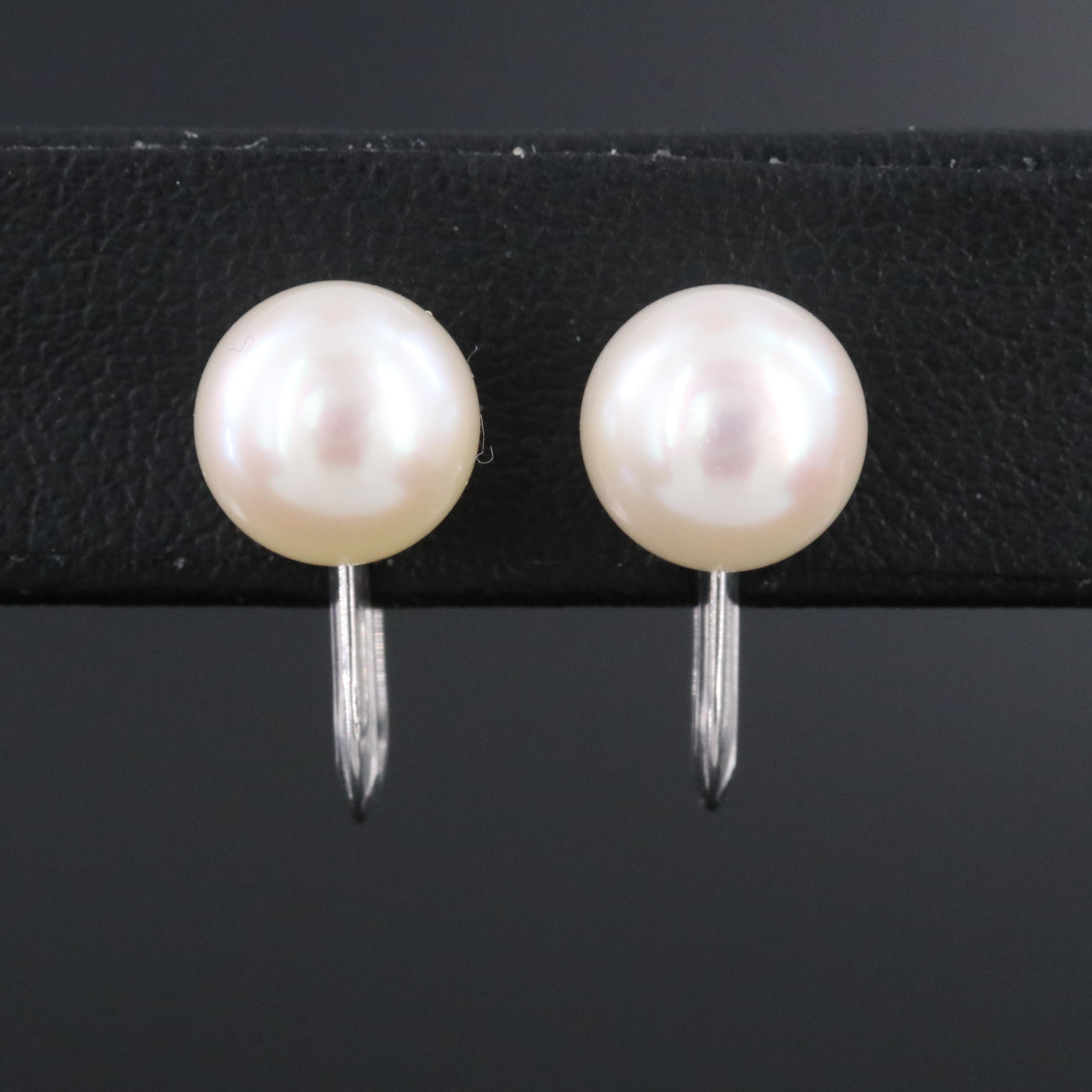 Mikimoto 14K Pearl Screw Back Earrings
