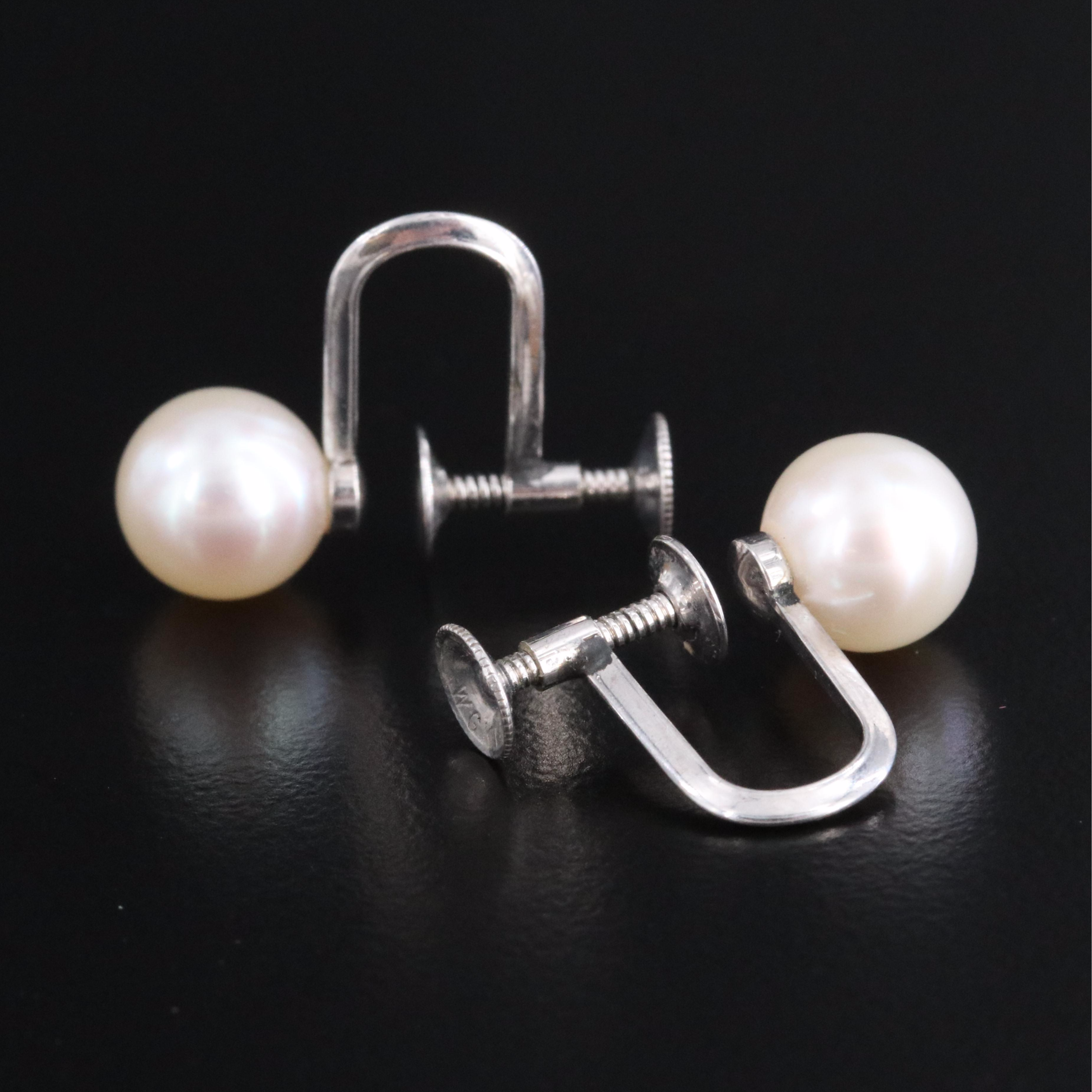 Mikimoto 14K Pearl Screw Back Earrings