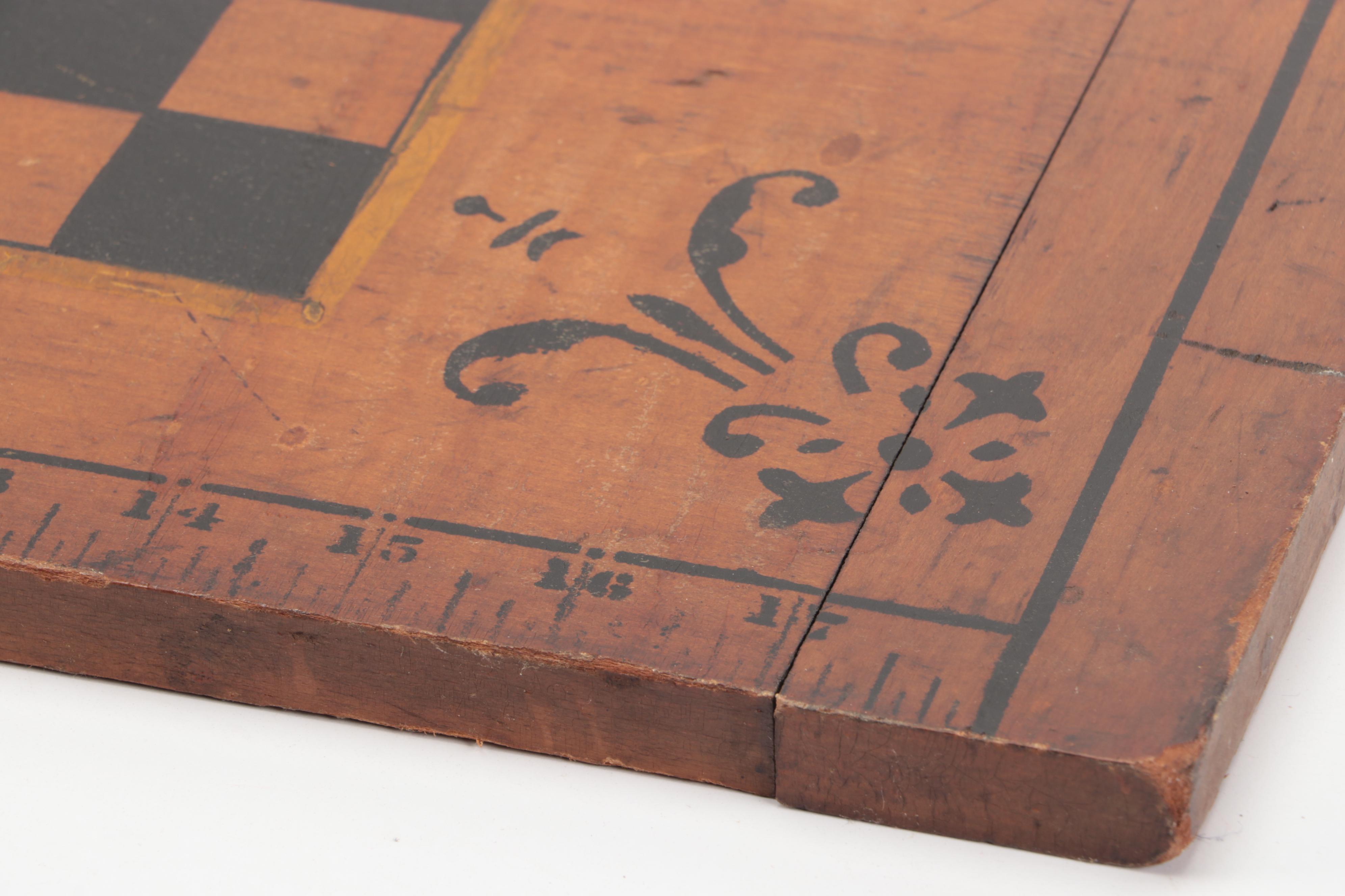 Hand-Painted Wood Chess Board, 20th Century