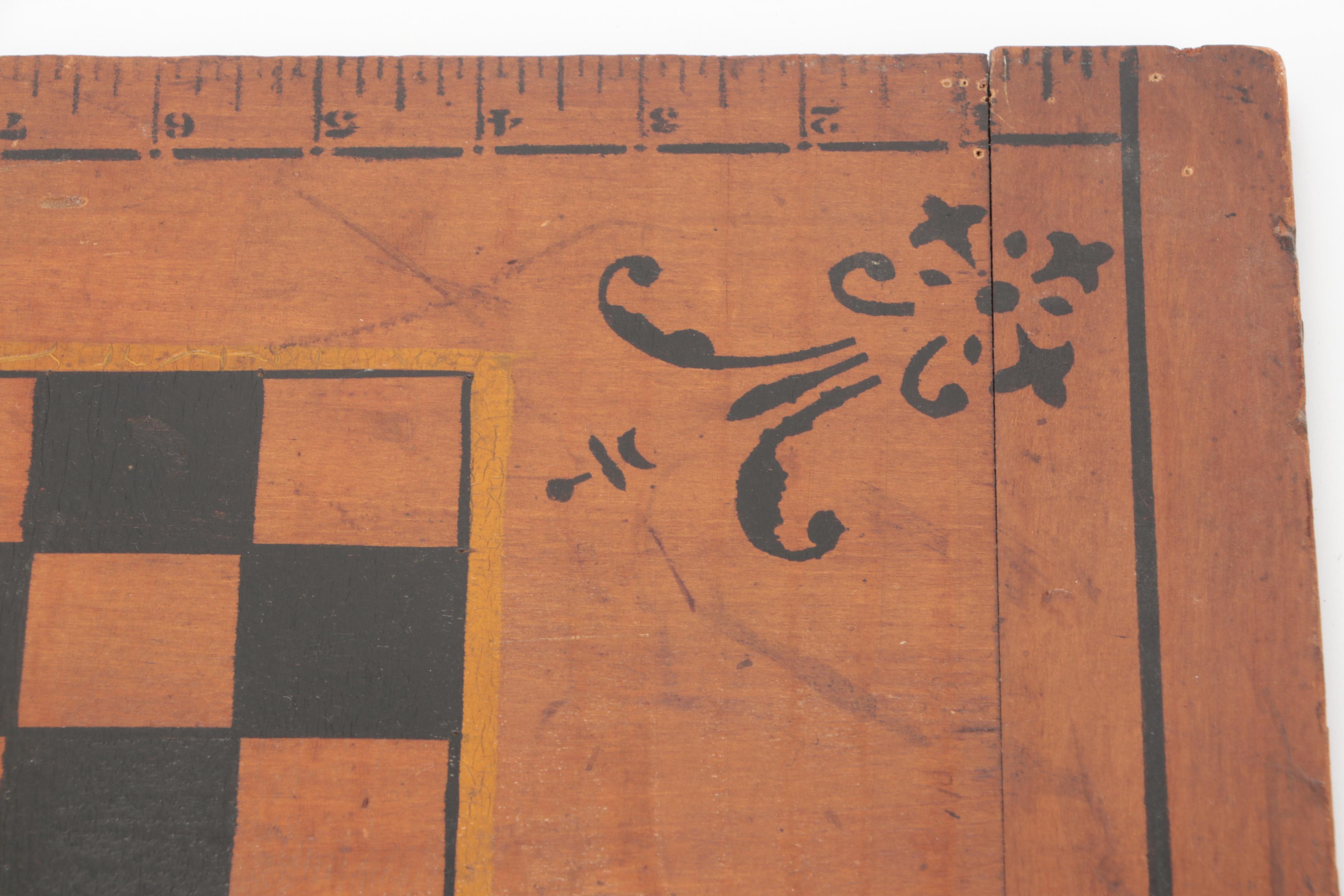 Hand-Painted Wood Chess Board, 20th Century