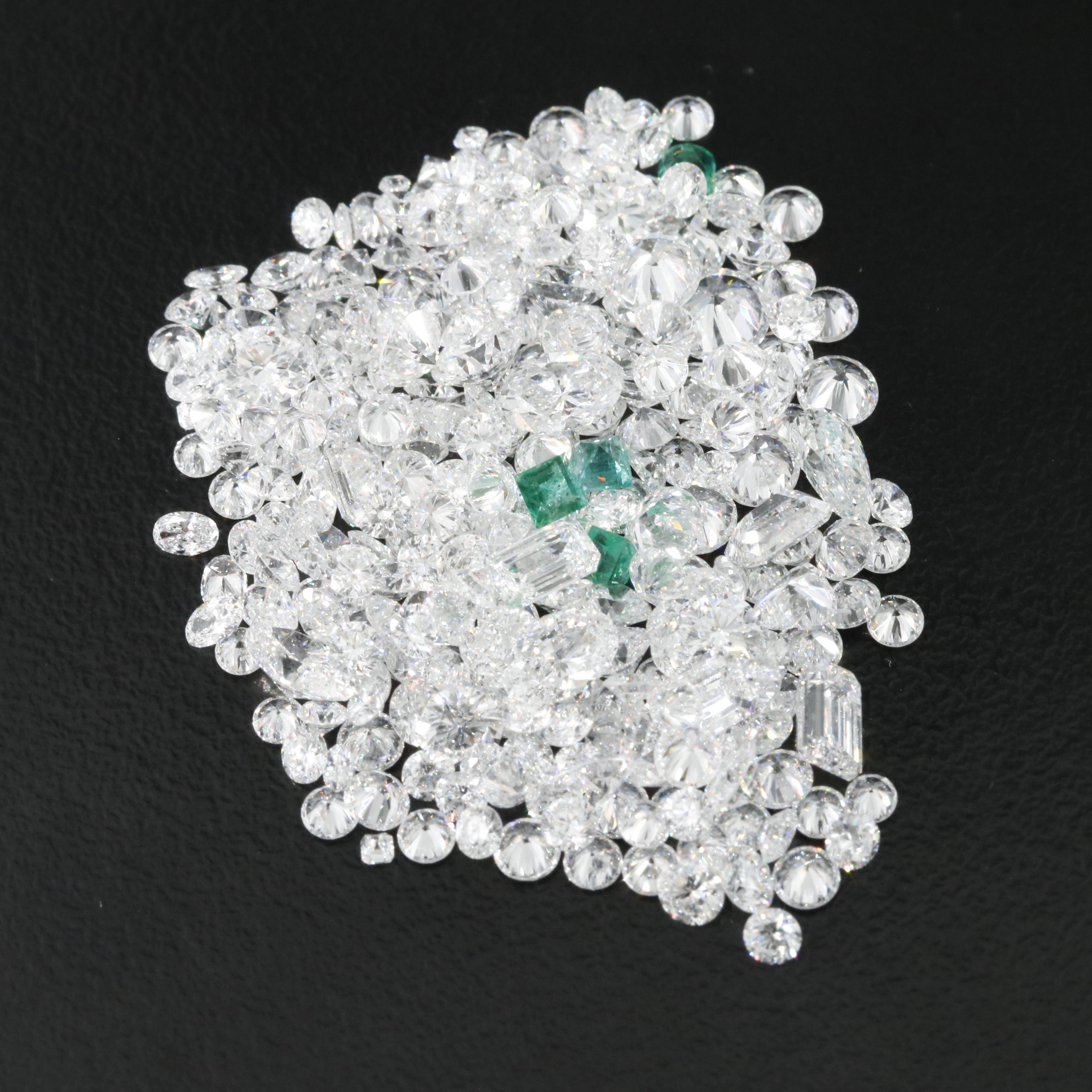 Loose 25.95 Lab Grown Diamonds and Emeralds