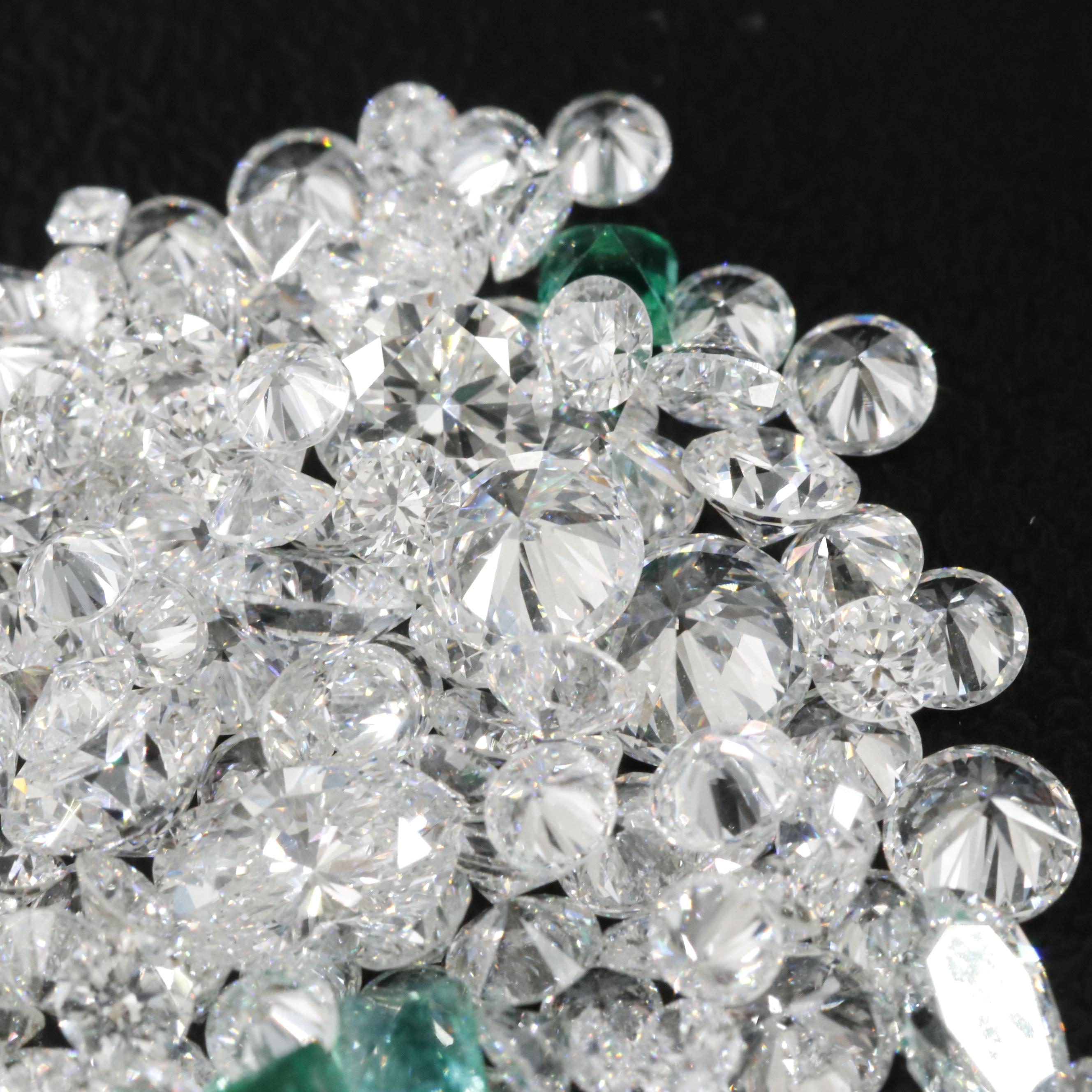 Loose 25.95 Lab Grown Diamonds and Emeralds