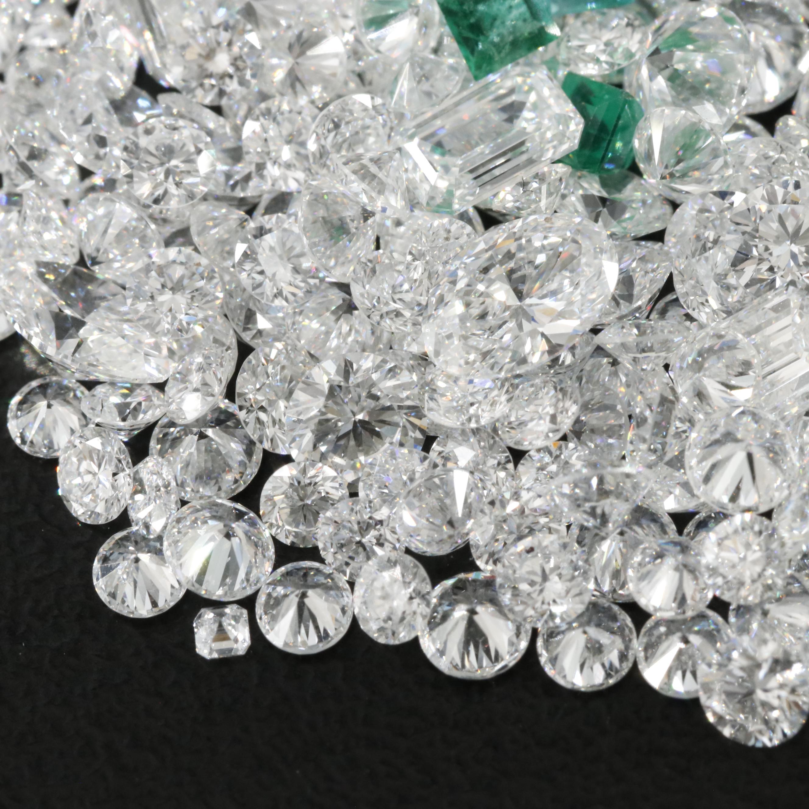 Loose 25.95 Lab Grown Diamonds and Emeralds