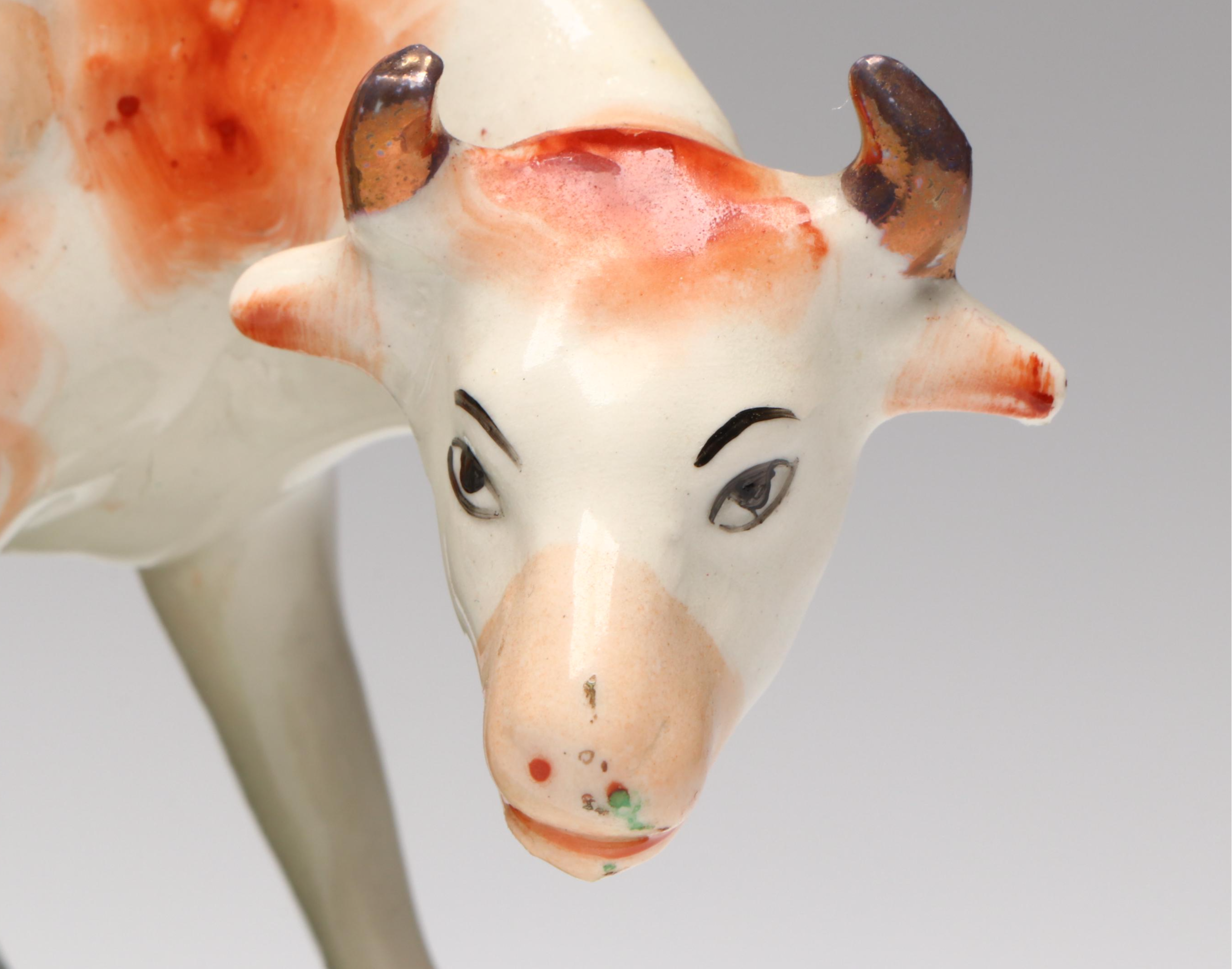 Staffordshire Boy with Cow Figurine, Early to Mid-20th Century
