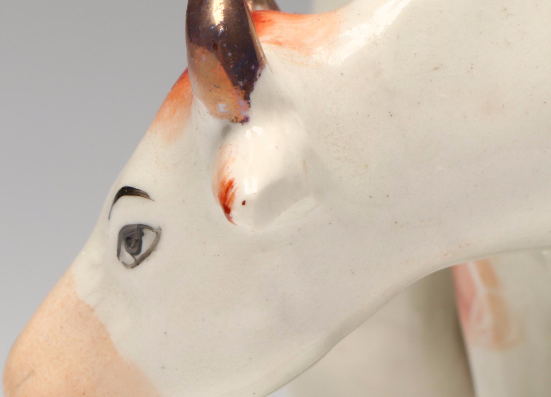 Staffordshire Boy with Cow Figurine, Early to Mid-20th Century
