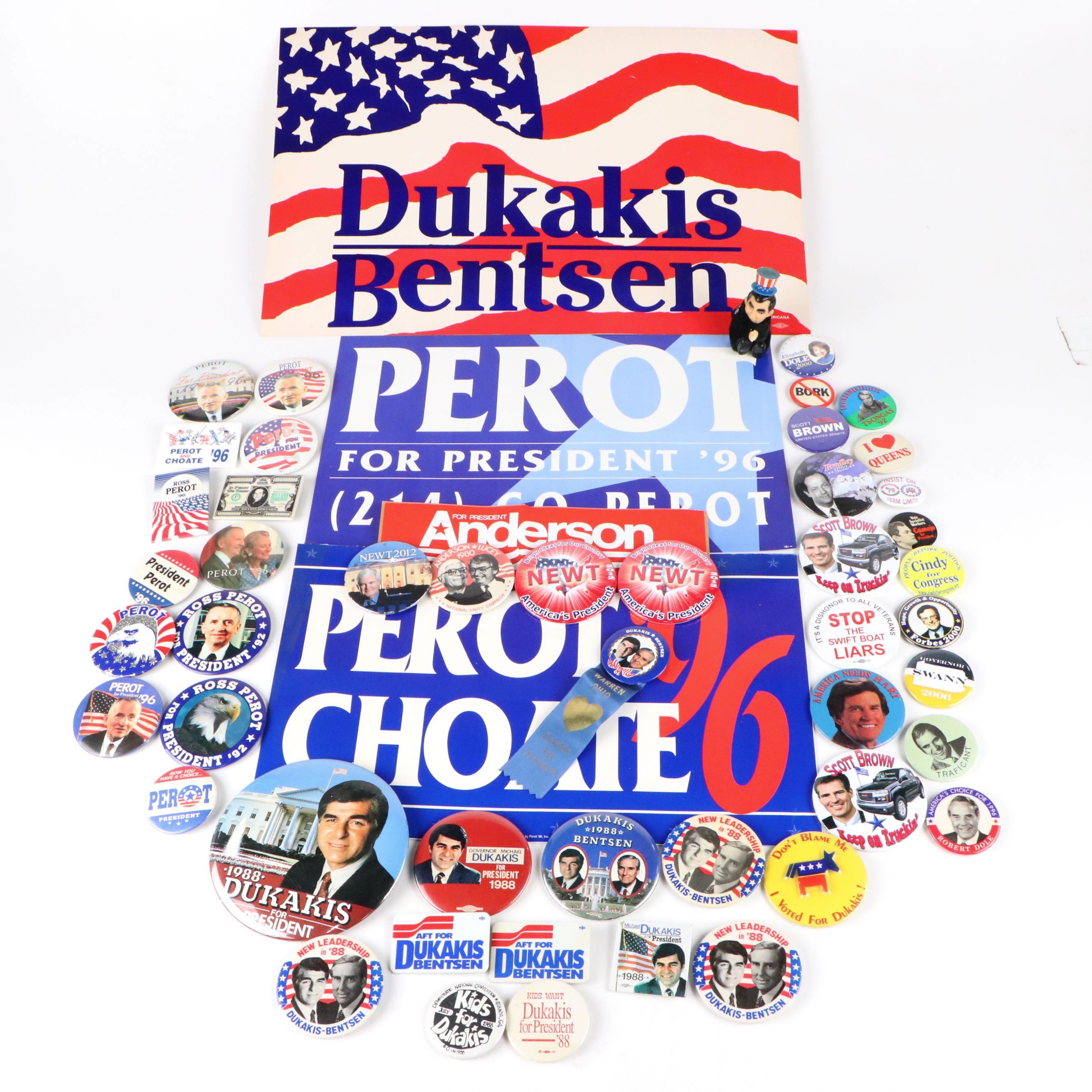 Michael Dukakis and Ross Perot Campaign Pinbacks, Posters and More