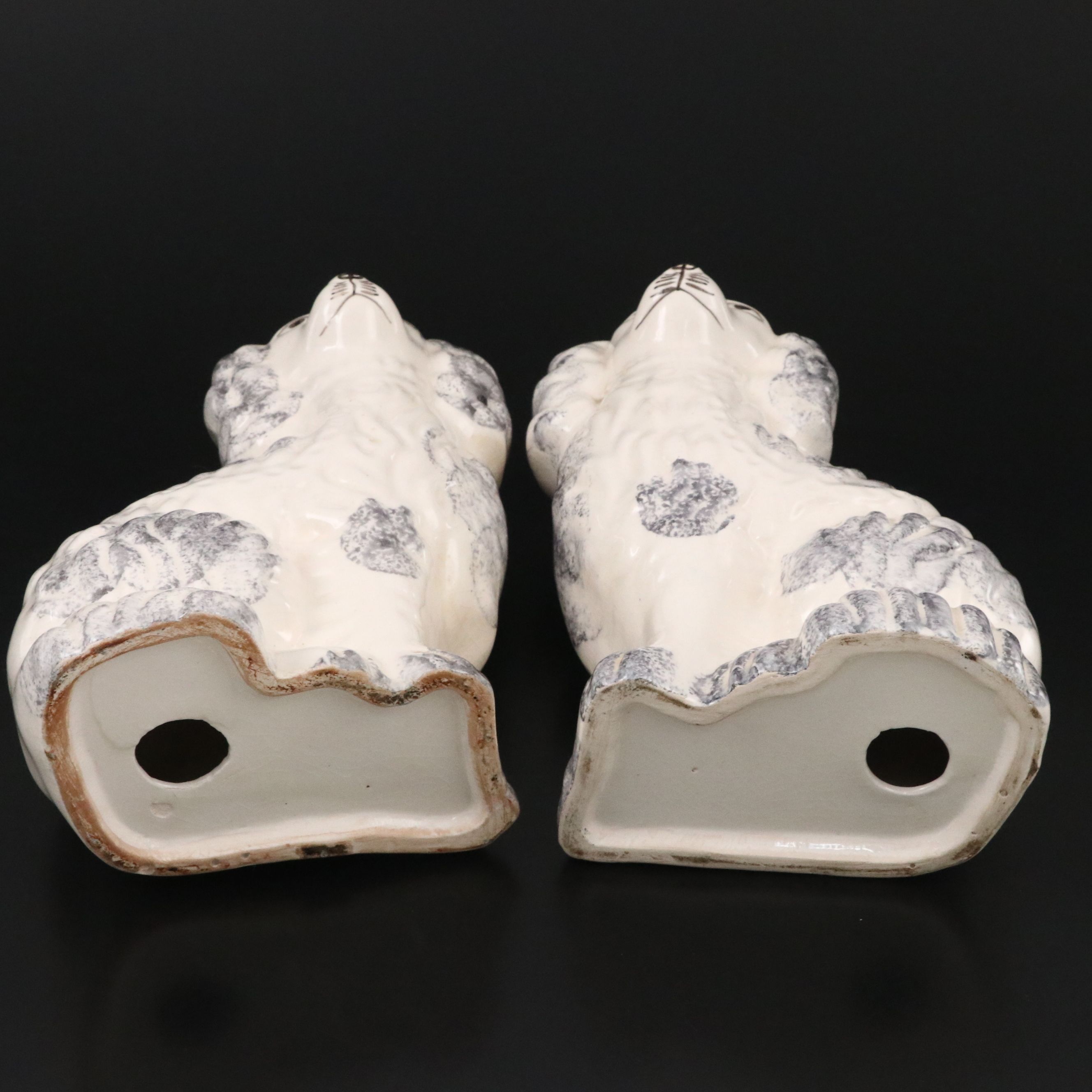 Pair of Staffordshire Style Spongeware Spaniels