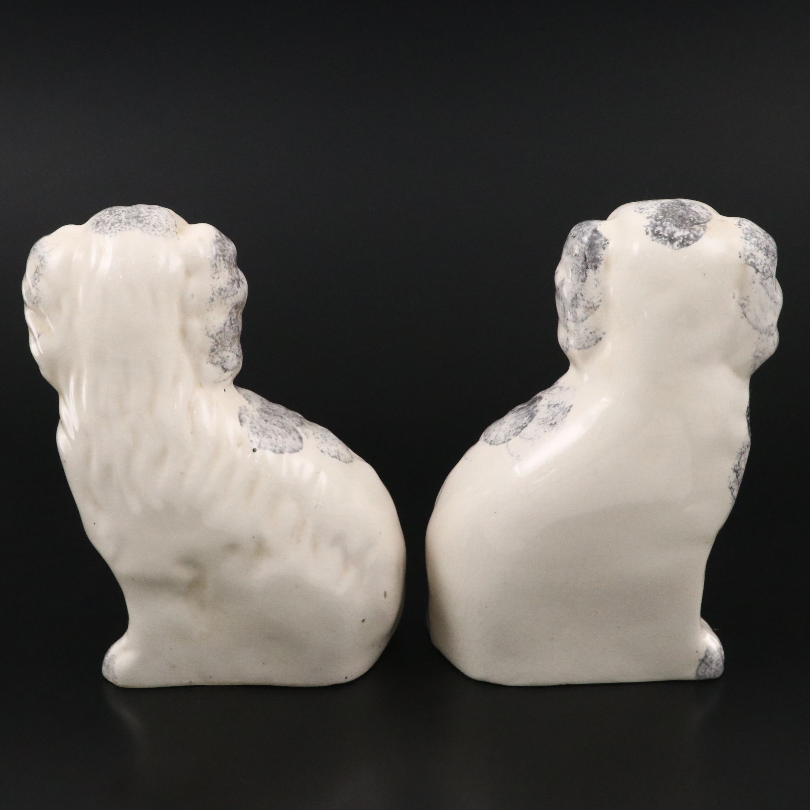 Pair of Staffordshire Style Spongeware Spaniels
