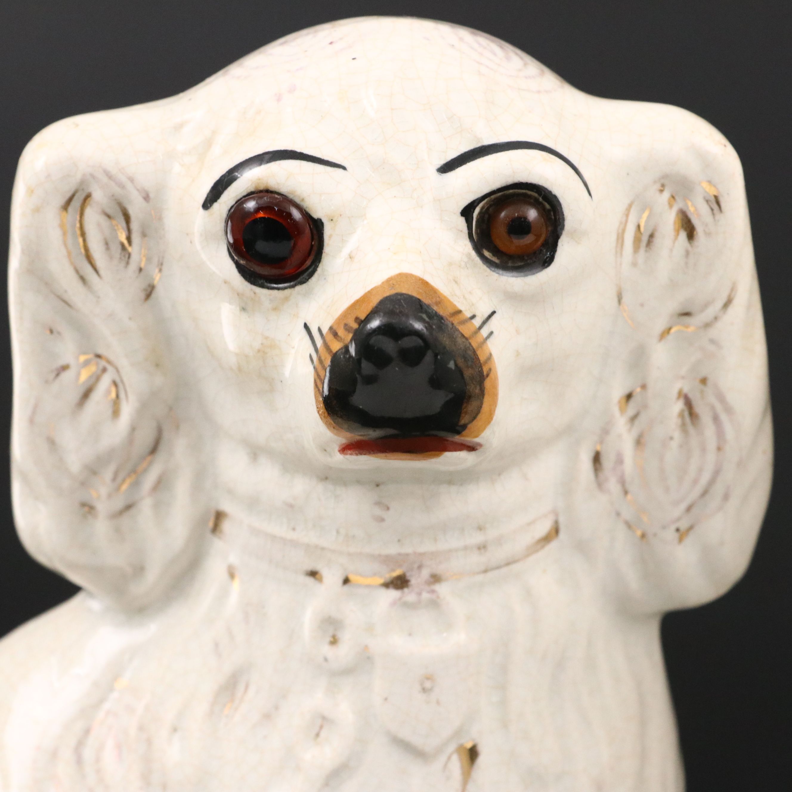 Pair of Staffordshire Dogs with Glass Eyes, Early to Mid-20th Century