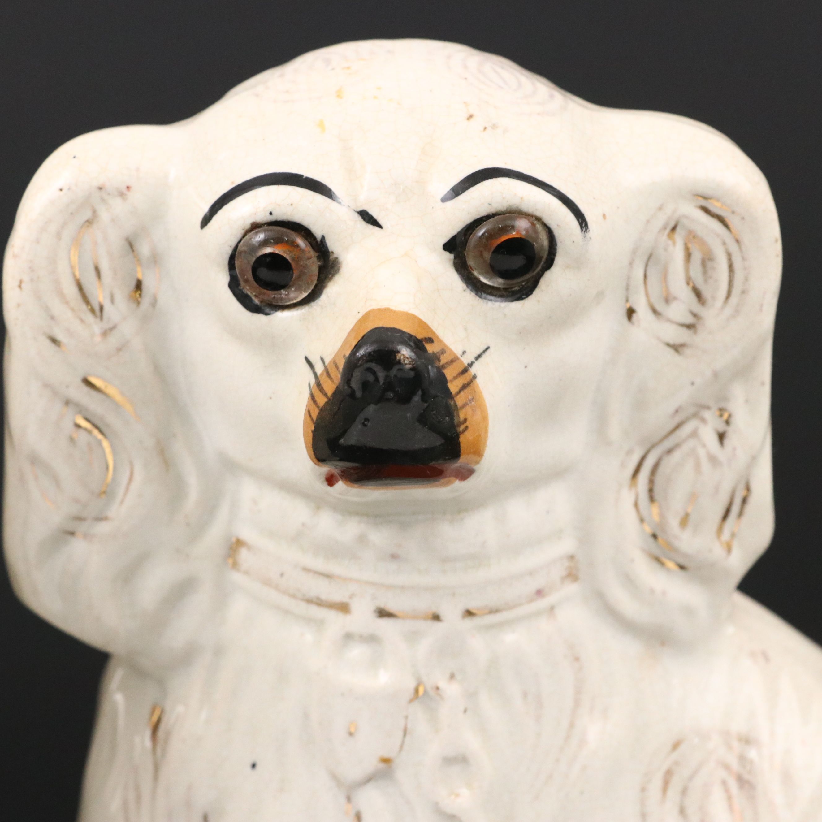 Pair of Staffordshire Dogs with Glass Eyes, Early to Mid-20th Century