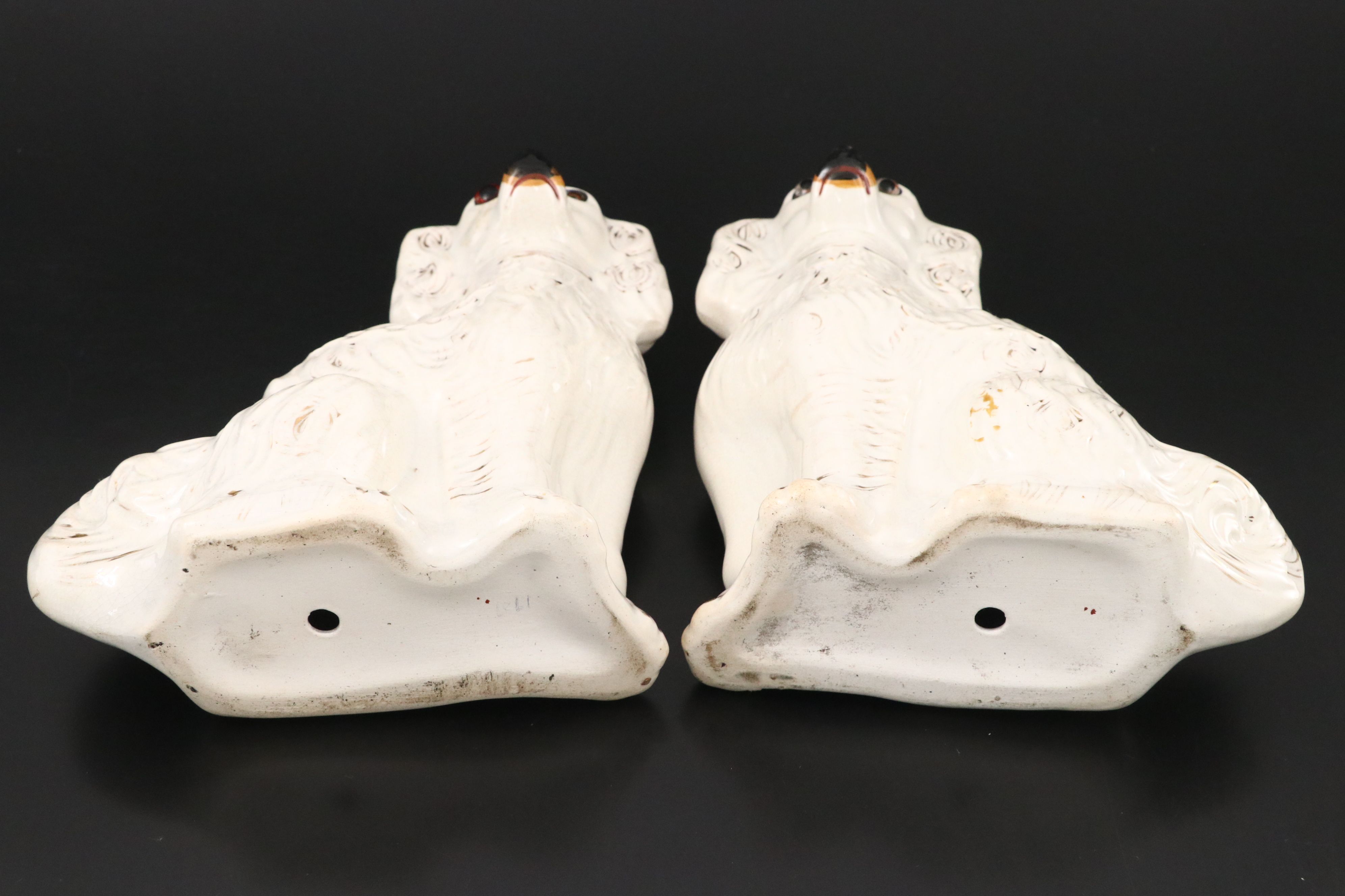 Pair of Staffordshire Dogs with Glass Eyes, Early to Mid-20th Century