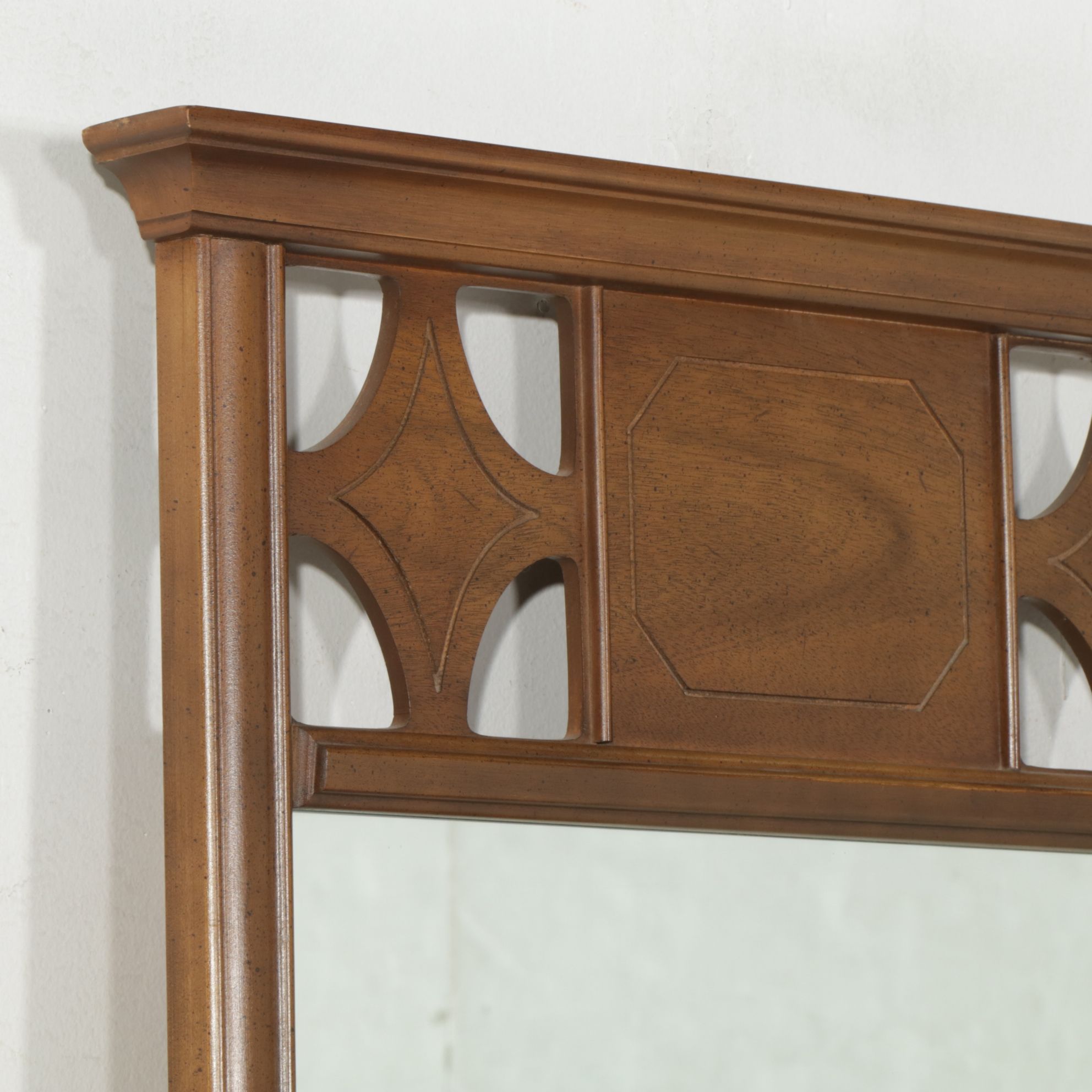 Walnut Dresser and Mirror, Mid to Late 20th Century