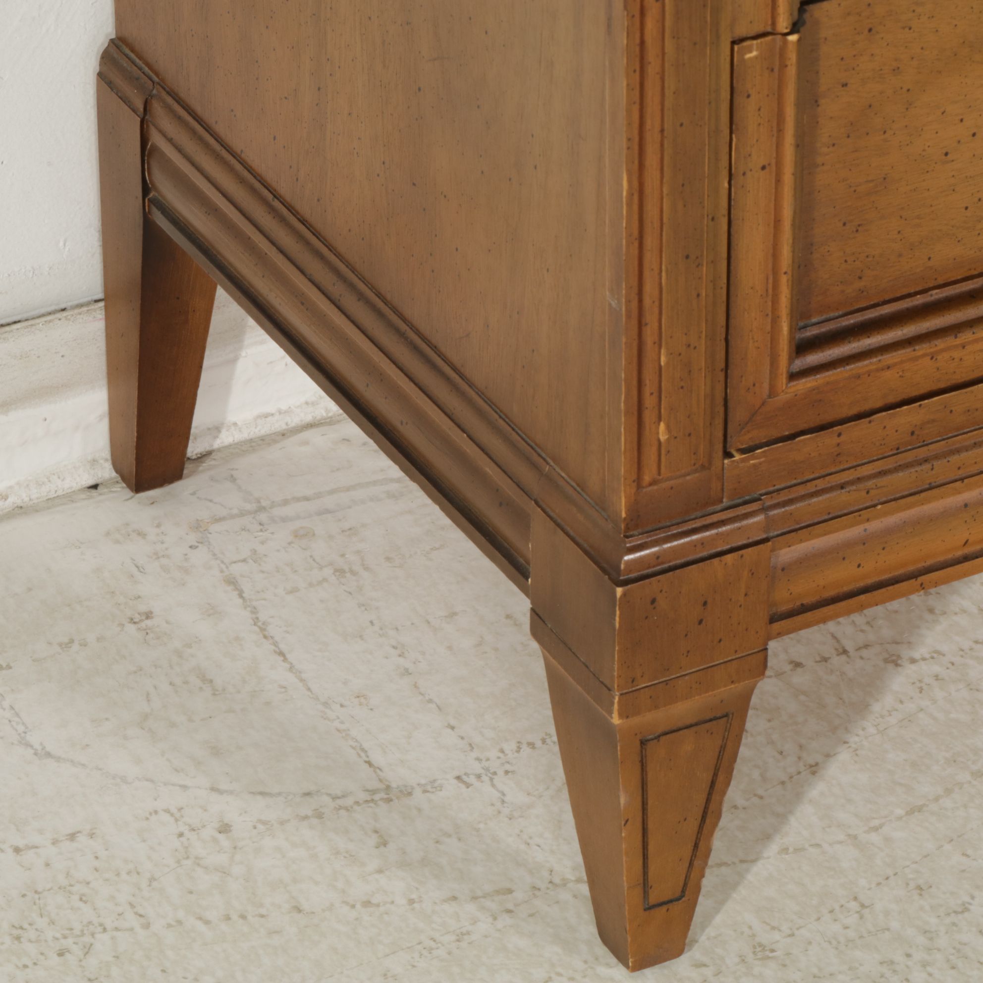 Walnut Dresser and Mirror, Mid to Late 20th Century