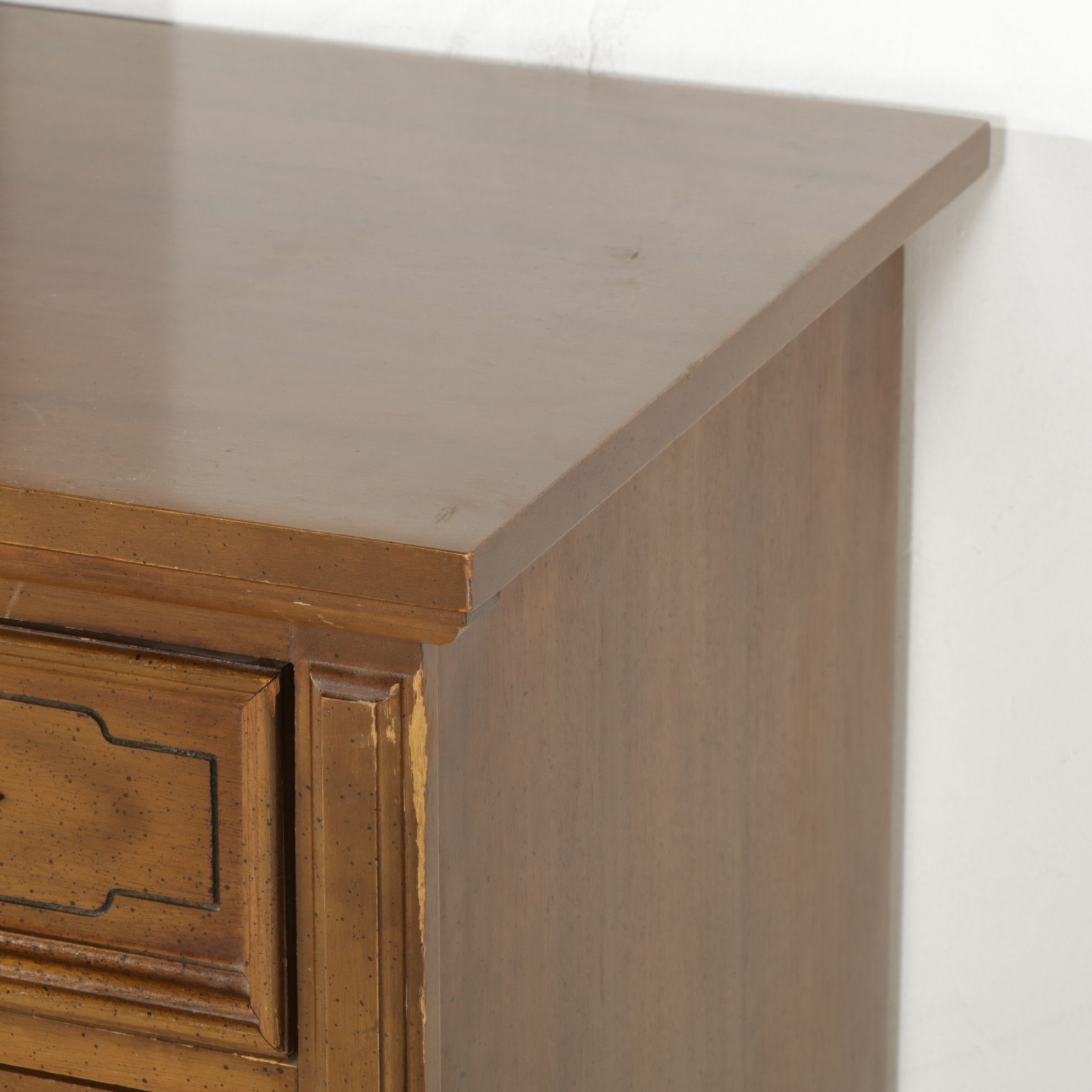 Walnut Dresser and Mirror, Mid to Late 20th Century