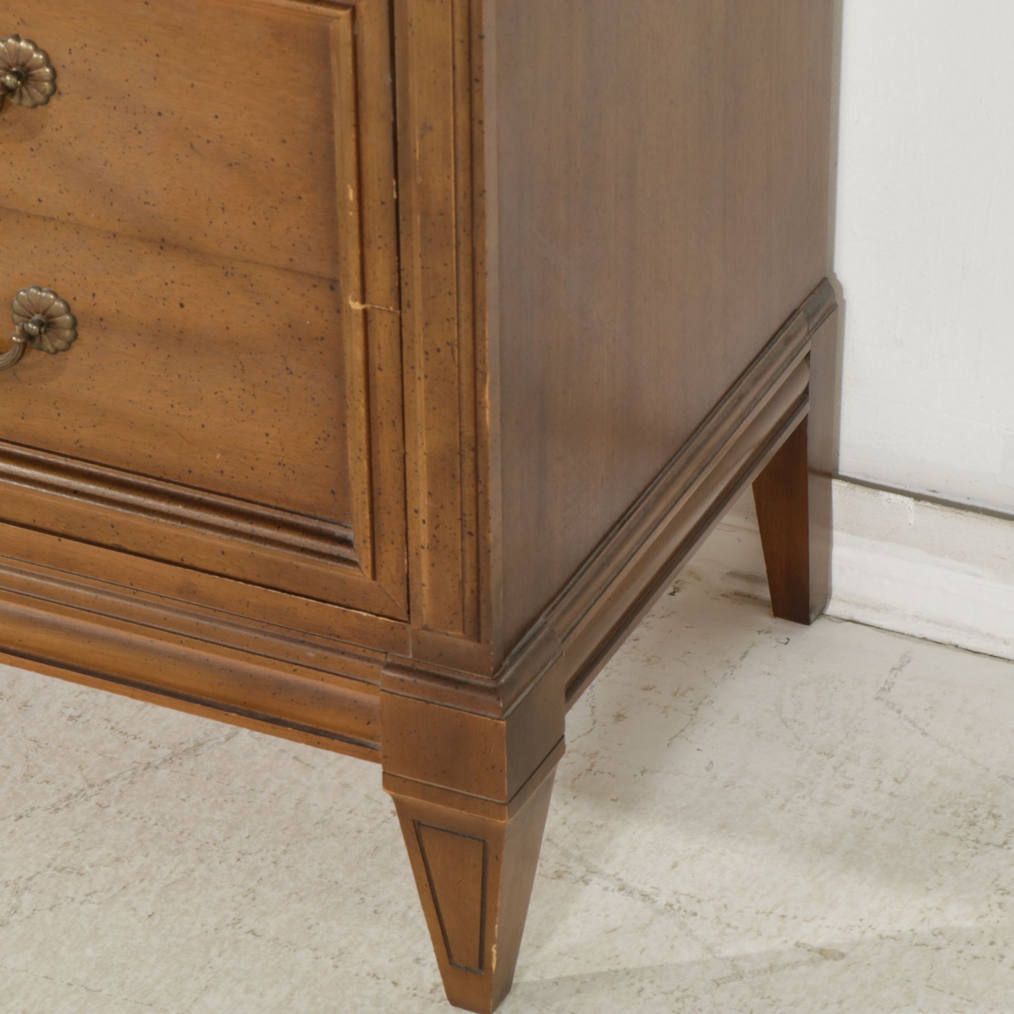 Walnut Dresser and Mirror, Mid to Late 20th Century