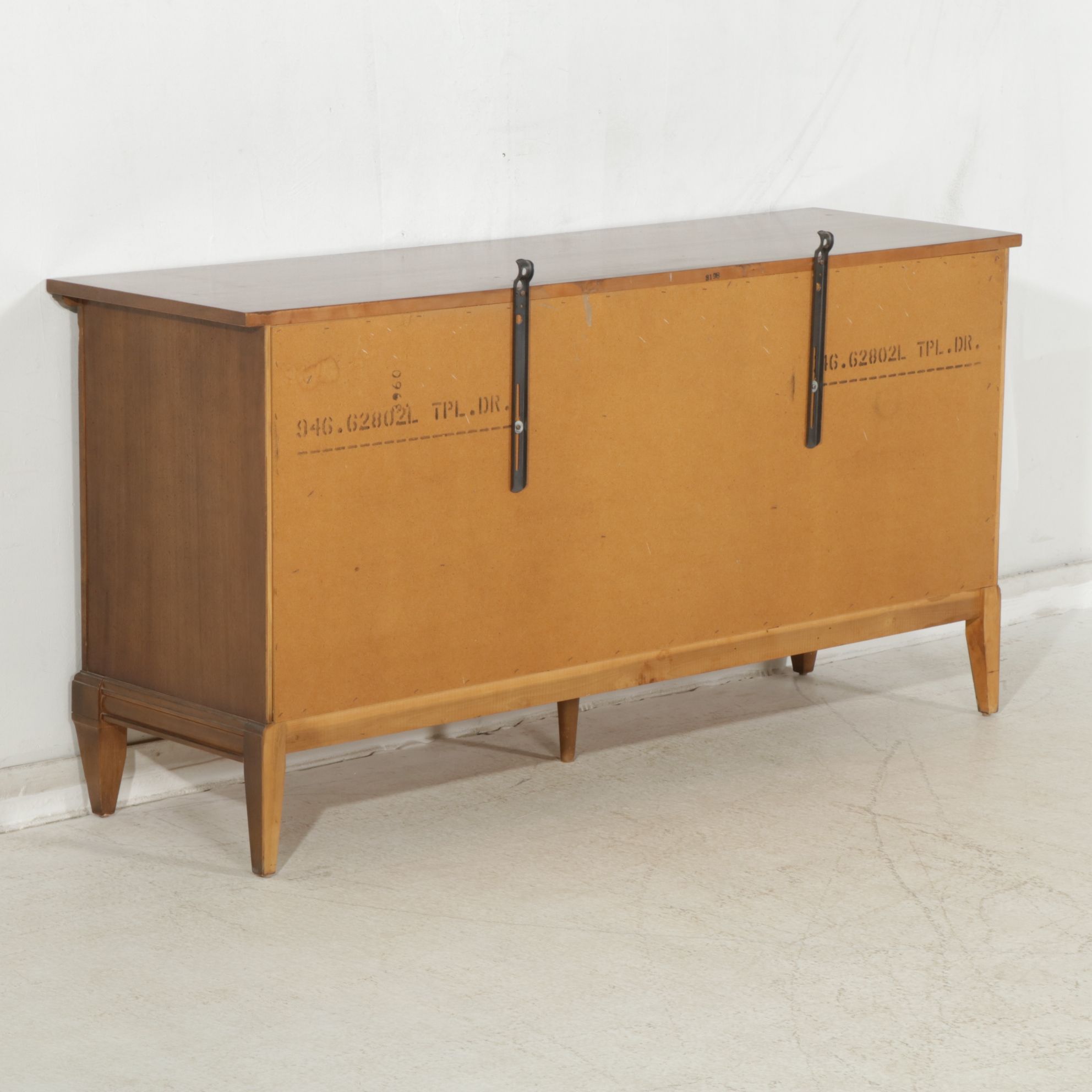 Walnut Dresser and Mirror, Mid to Late 20th Century