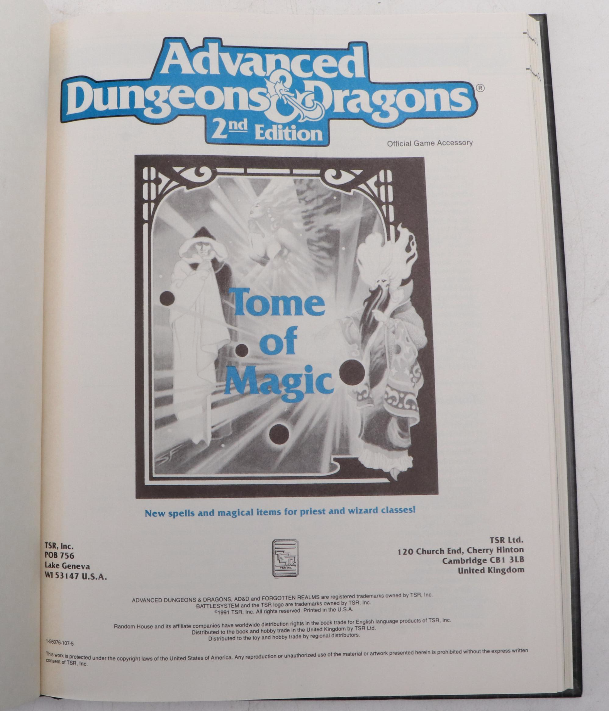 Advanced Dungeons & Dragons, 2nd Edition "Tome of Magic" Game Handbook, 1991