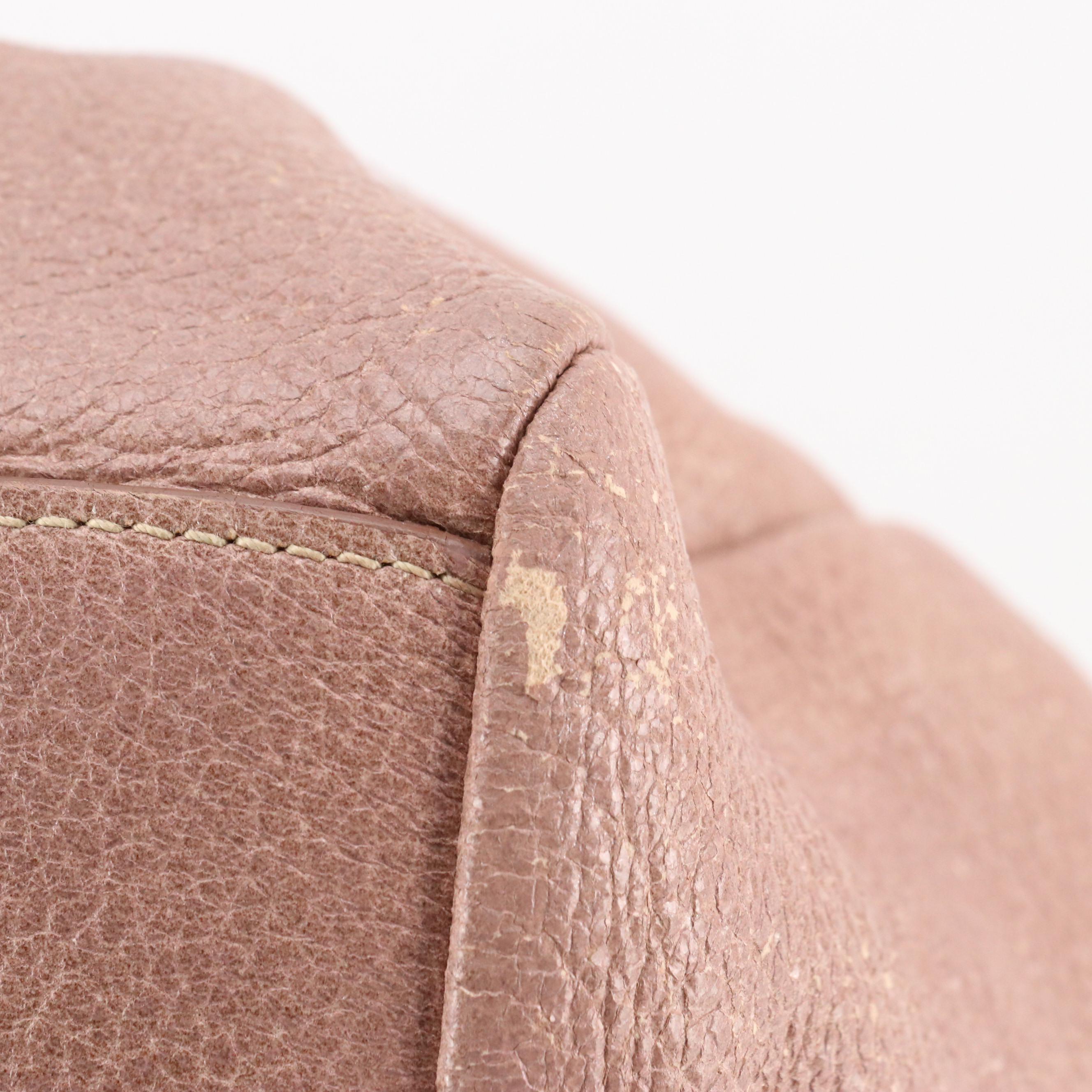 Prada Shimmery Rose Gold Crinkled Calfskin Leather Two-Way Hobo Bag