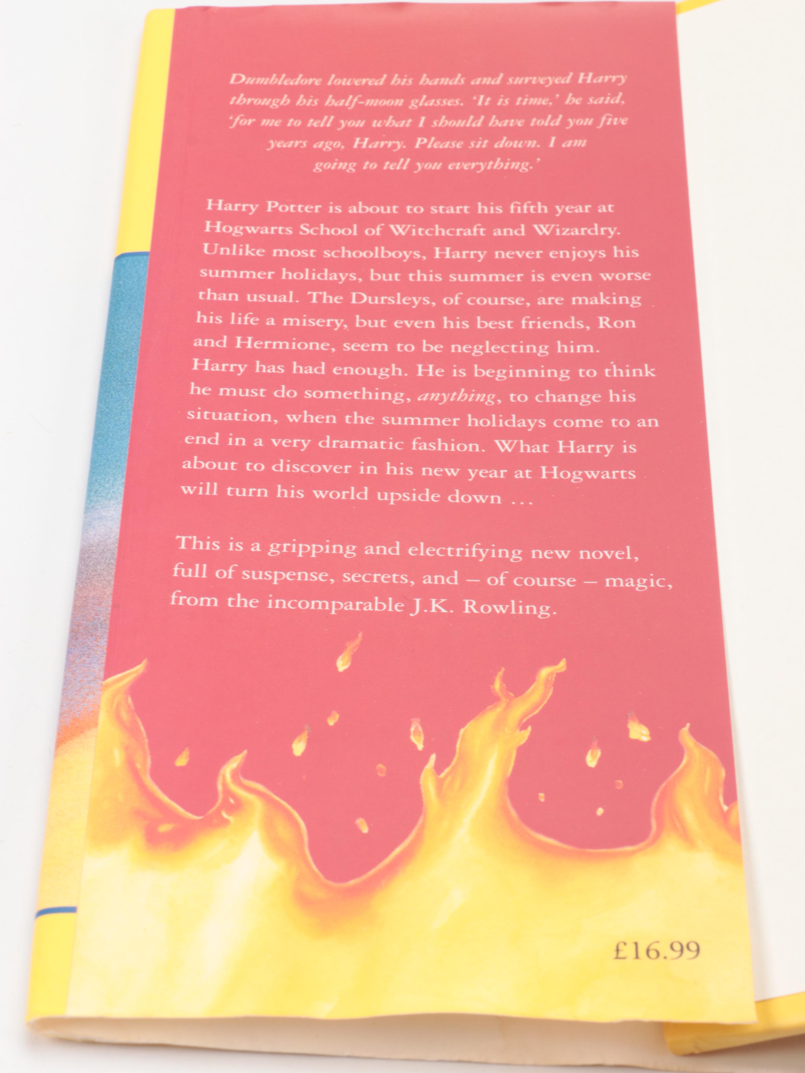 First UK Edition "Harry Potter and the Order of the Phoenix" by J. K. Rowling