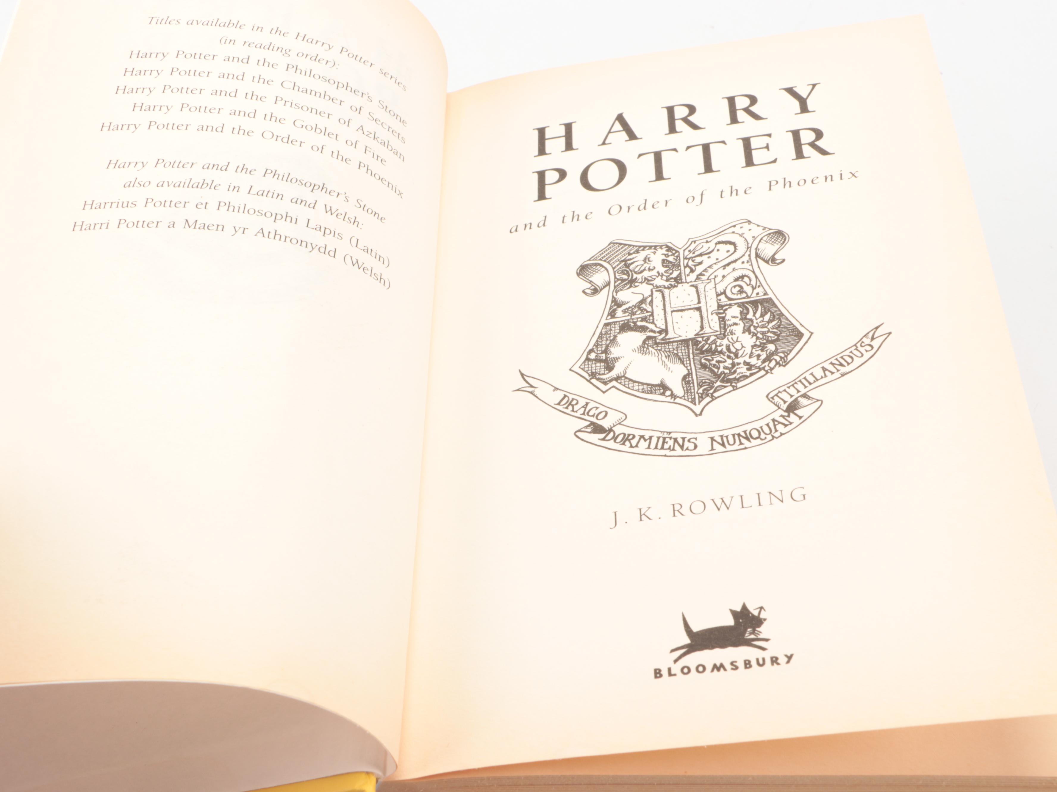 First UK Edition "Harry Potter and the Order of the Phoenix" by J. K. Rowling