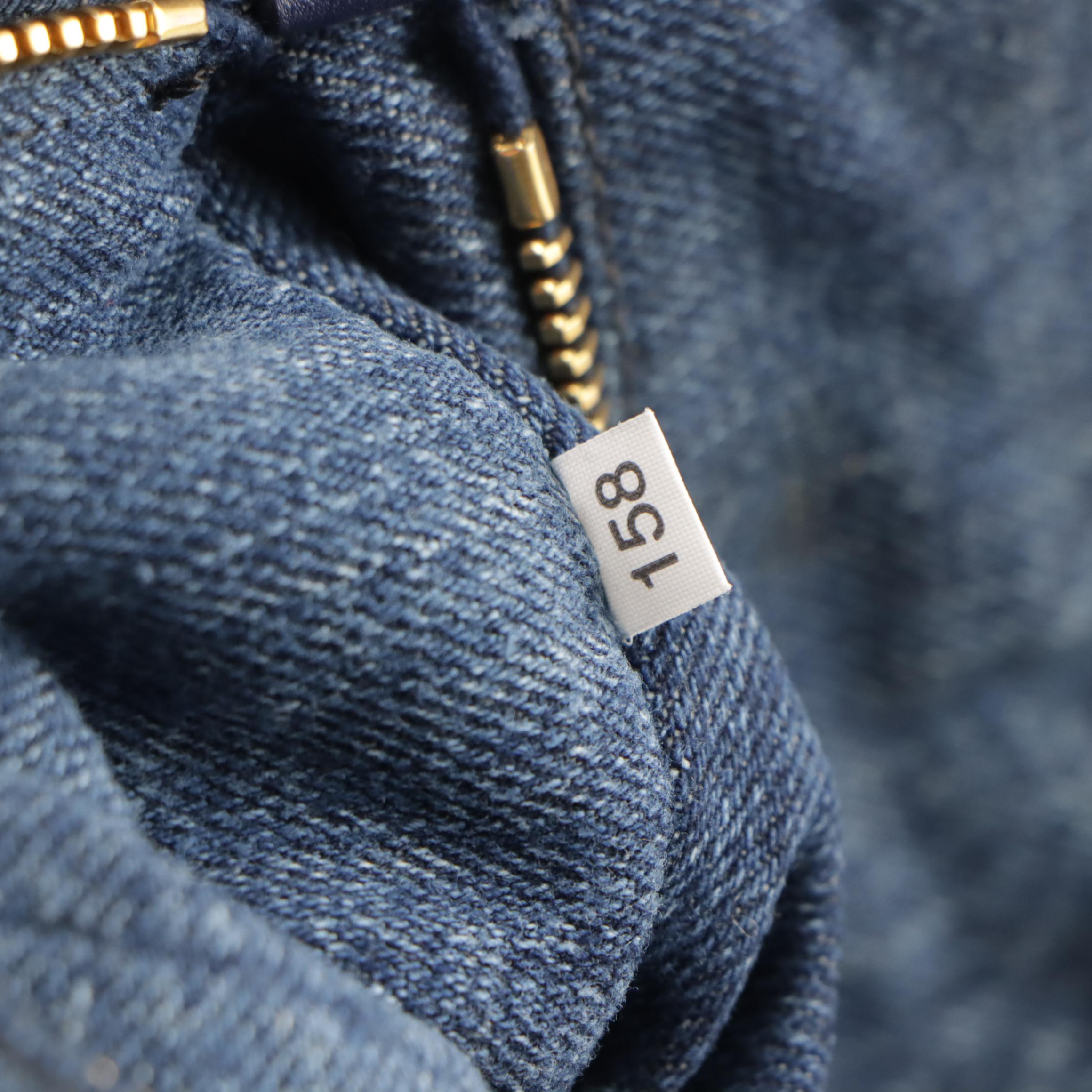 Prada Large Canapa Logo Tote in Blue Cotton Denim