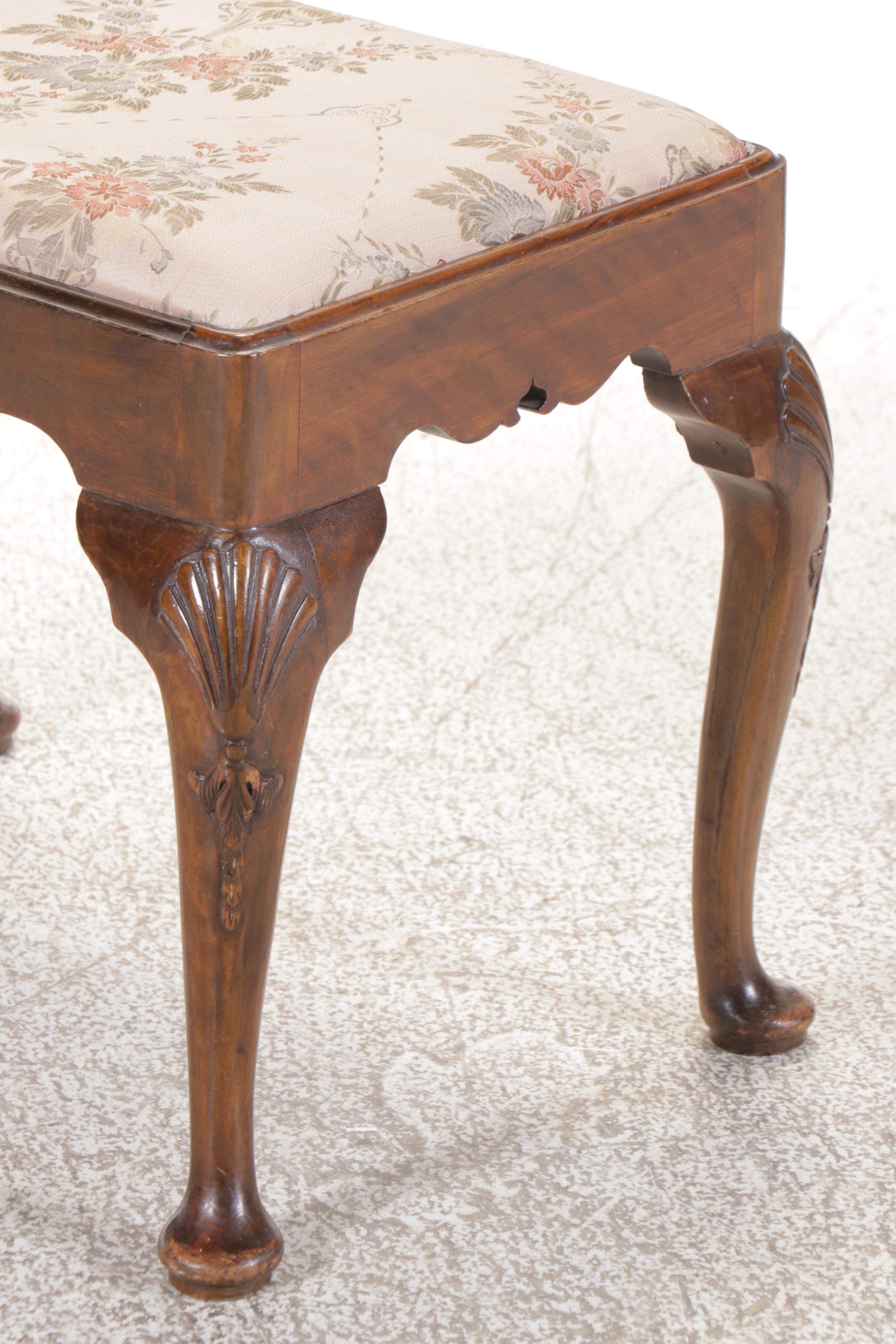 Ethan Allen Queen Anne Style Upholstered Bench and Another Bench