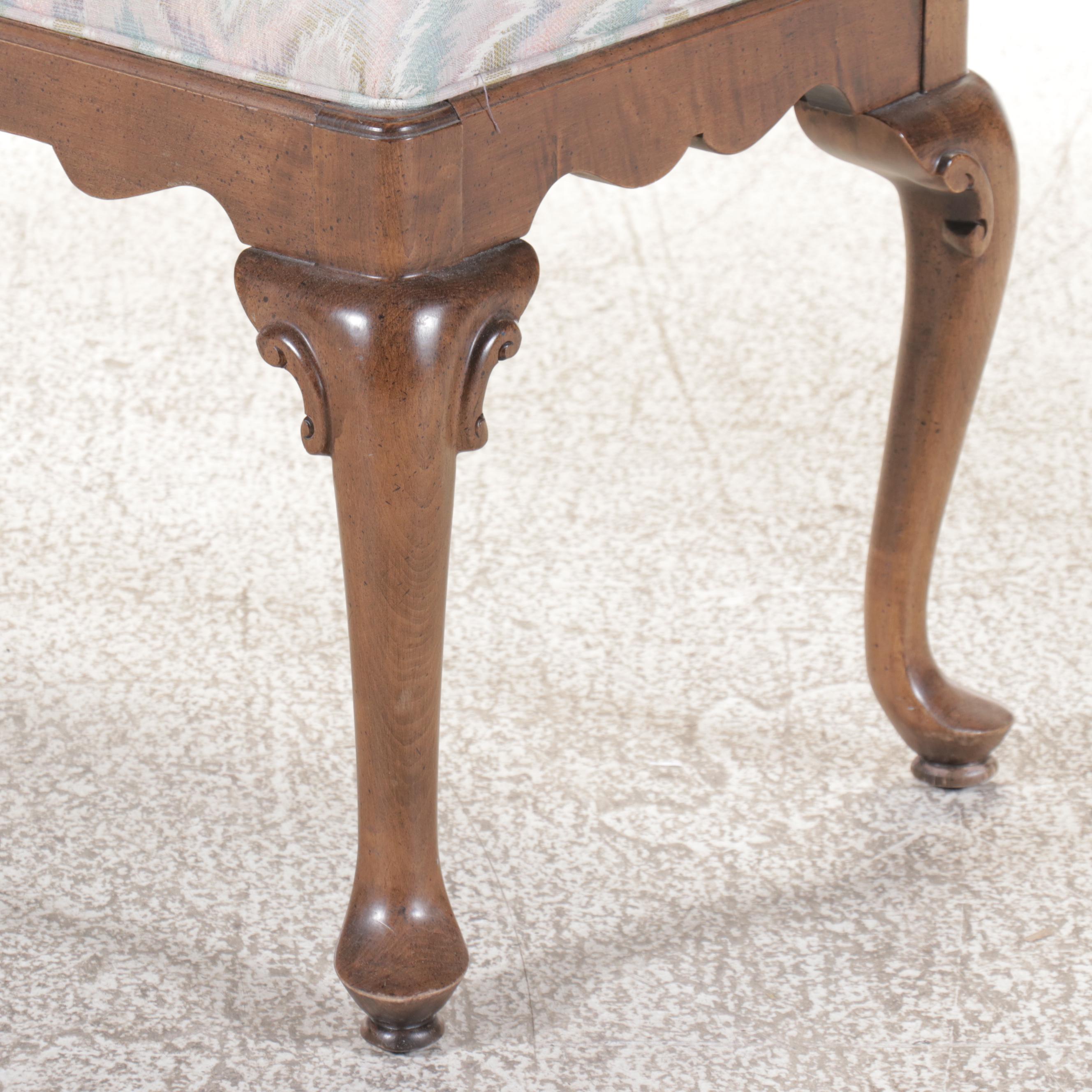 Ethan Allen Queen Anne Style Upholstered Bench and Another Bench