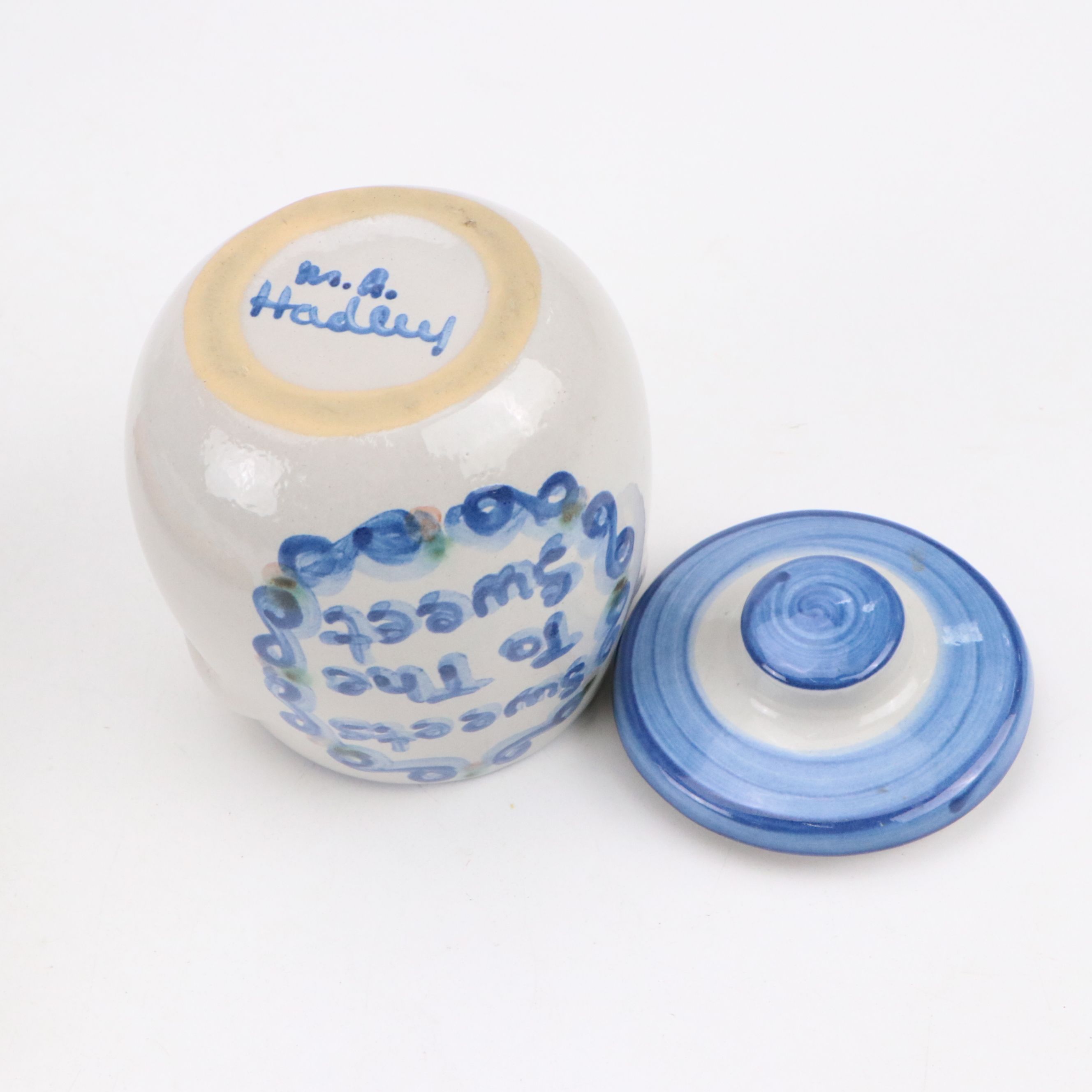 M.A. Hadley Ceramic Tile Trivet, Sugar Bowl and Lidded Vegetable Bowl