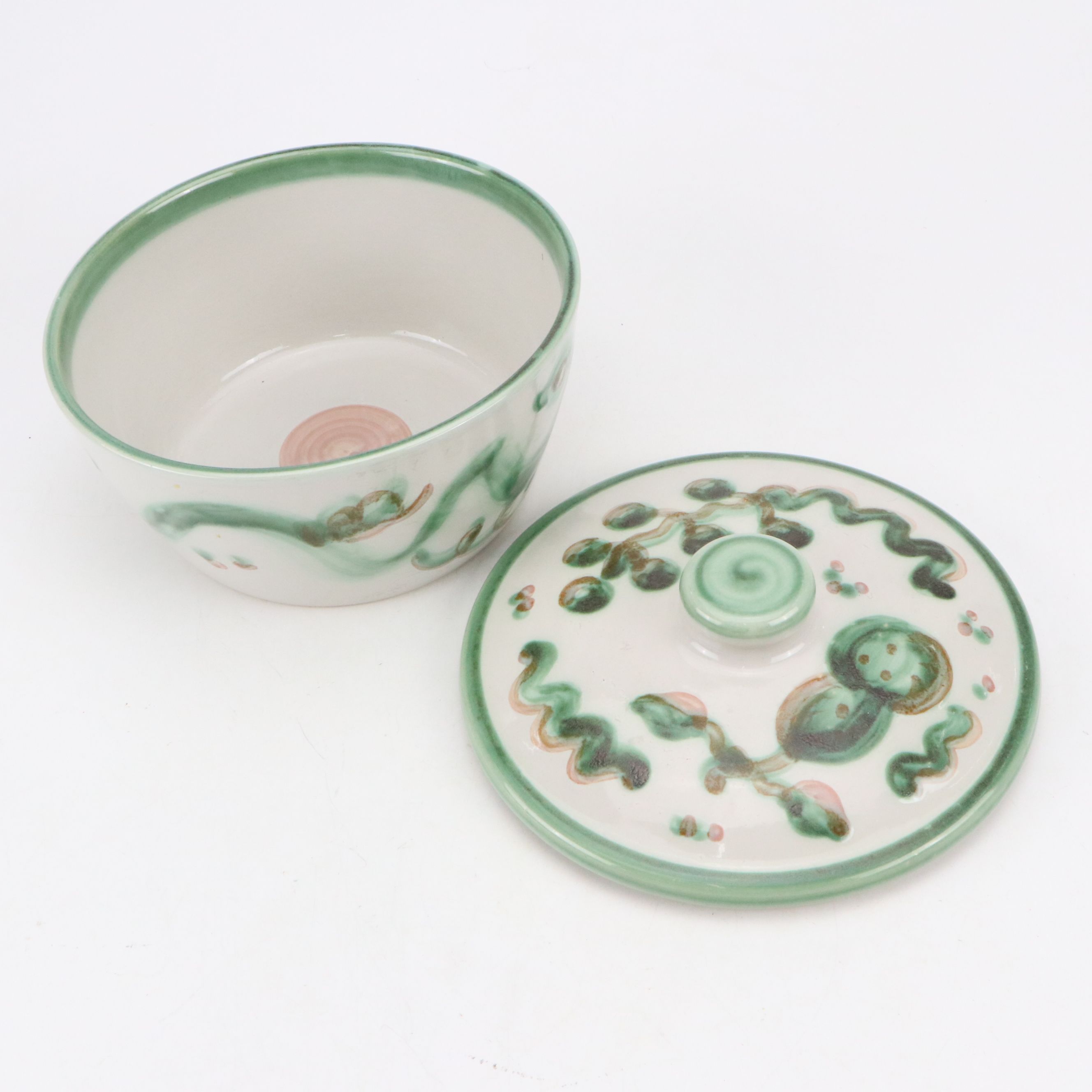 M.A. Hadley Ceramic Tile Trivet, Sugar Bowl and Lidded Vegetable Bowl