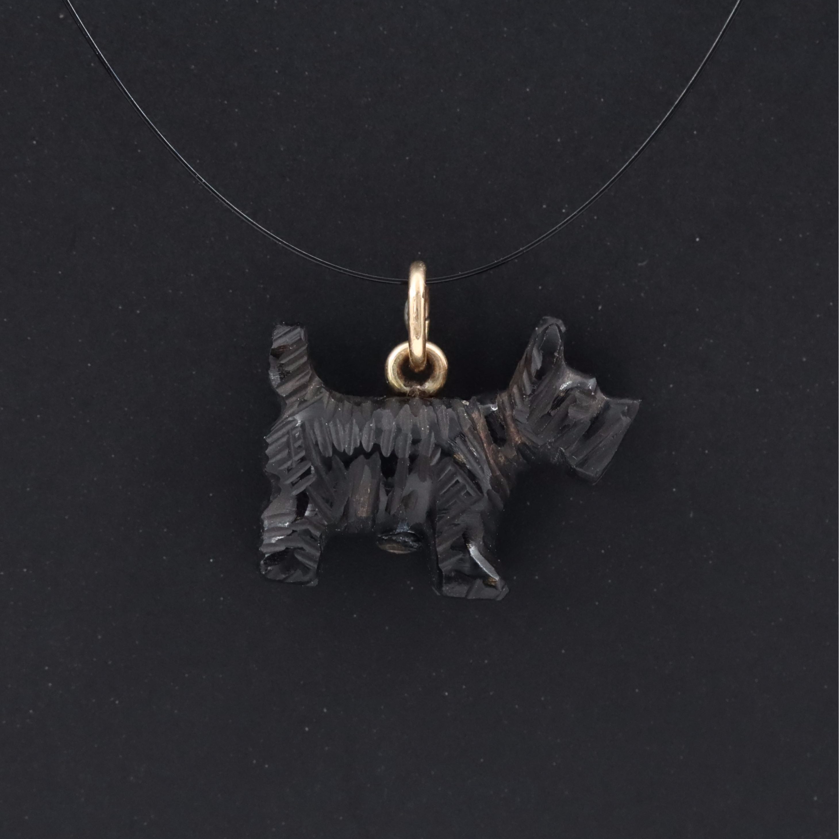 10K Carved Black Onyx Scottie Dog Charm
