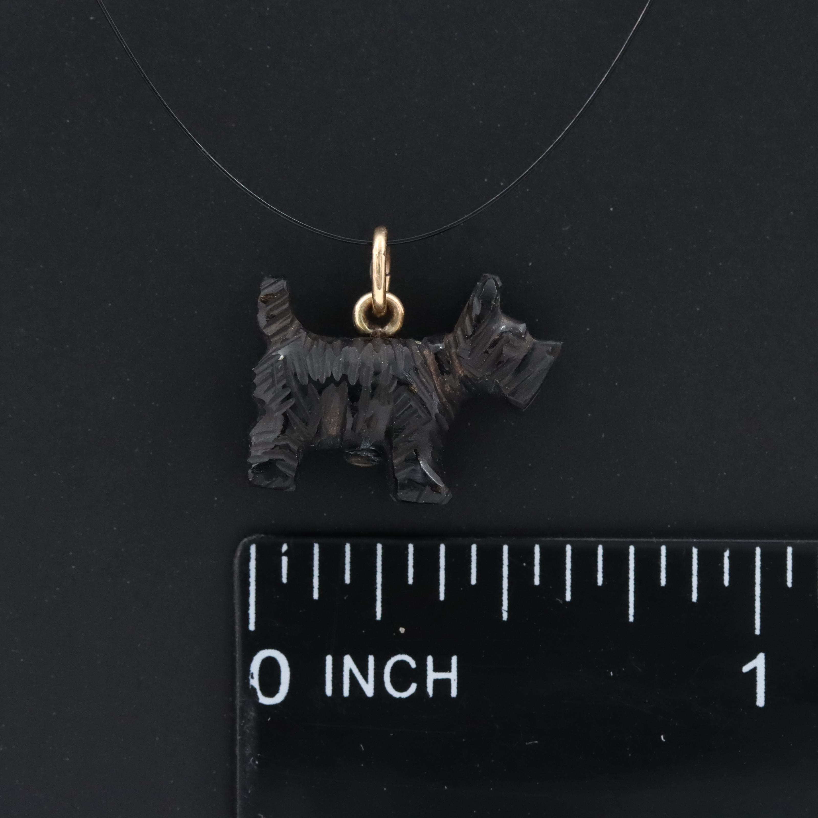 10K Carved Black Onyx Scottie Dog Charm