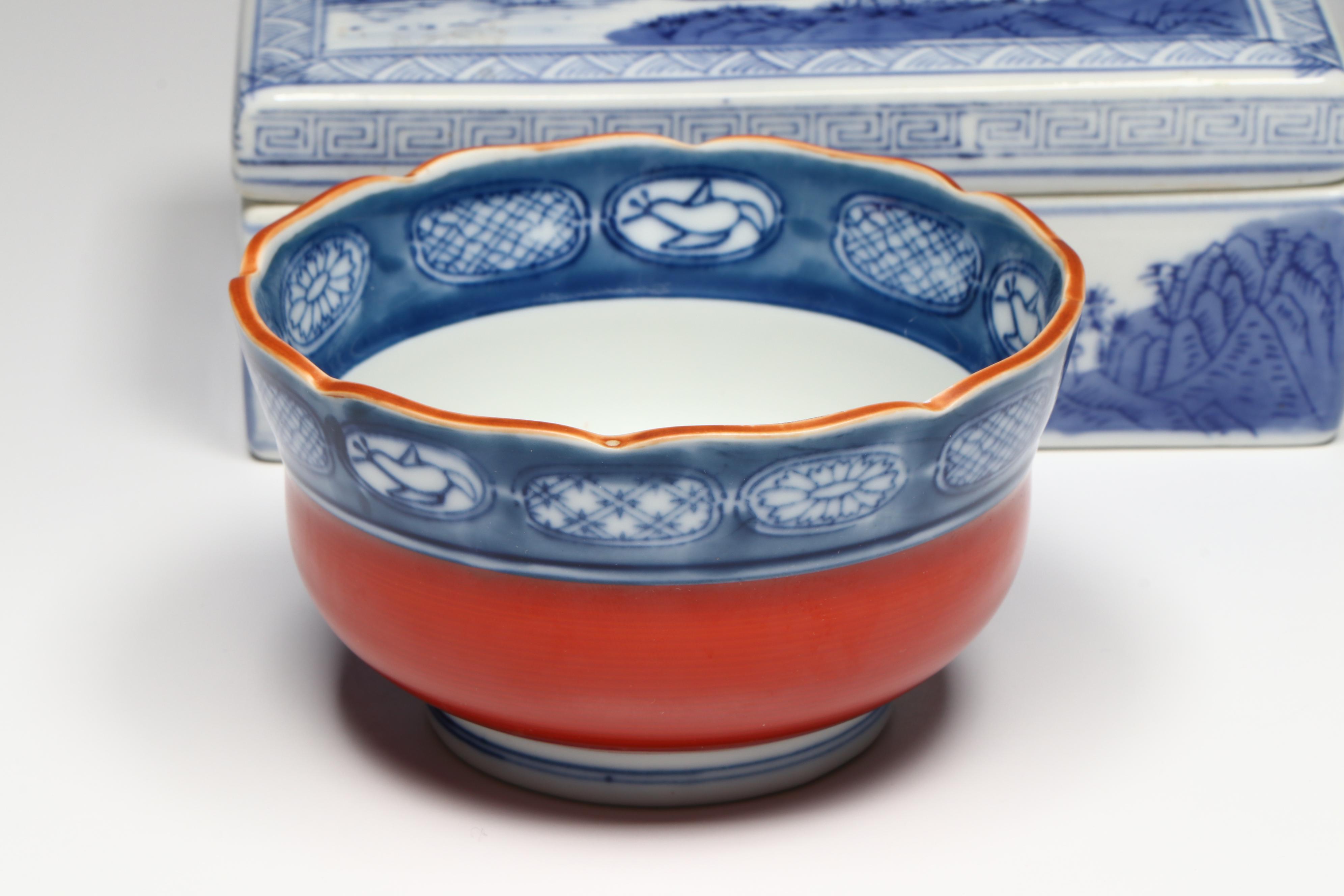 Chinese Carved Serpentine Buddha with Porcelain and Brass Collection