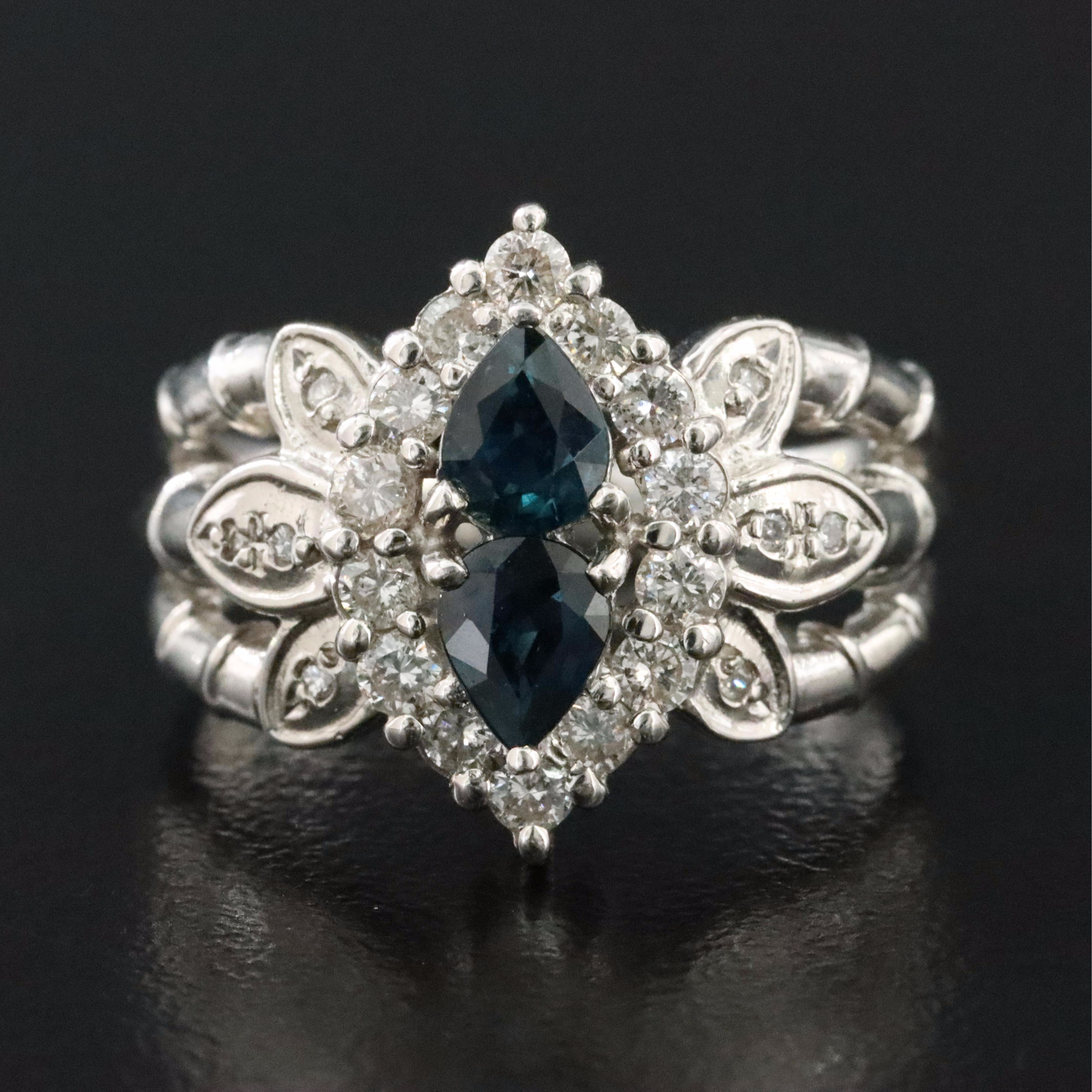 Platinum Sapphire and Diamond Ring