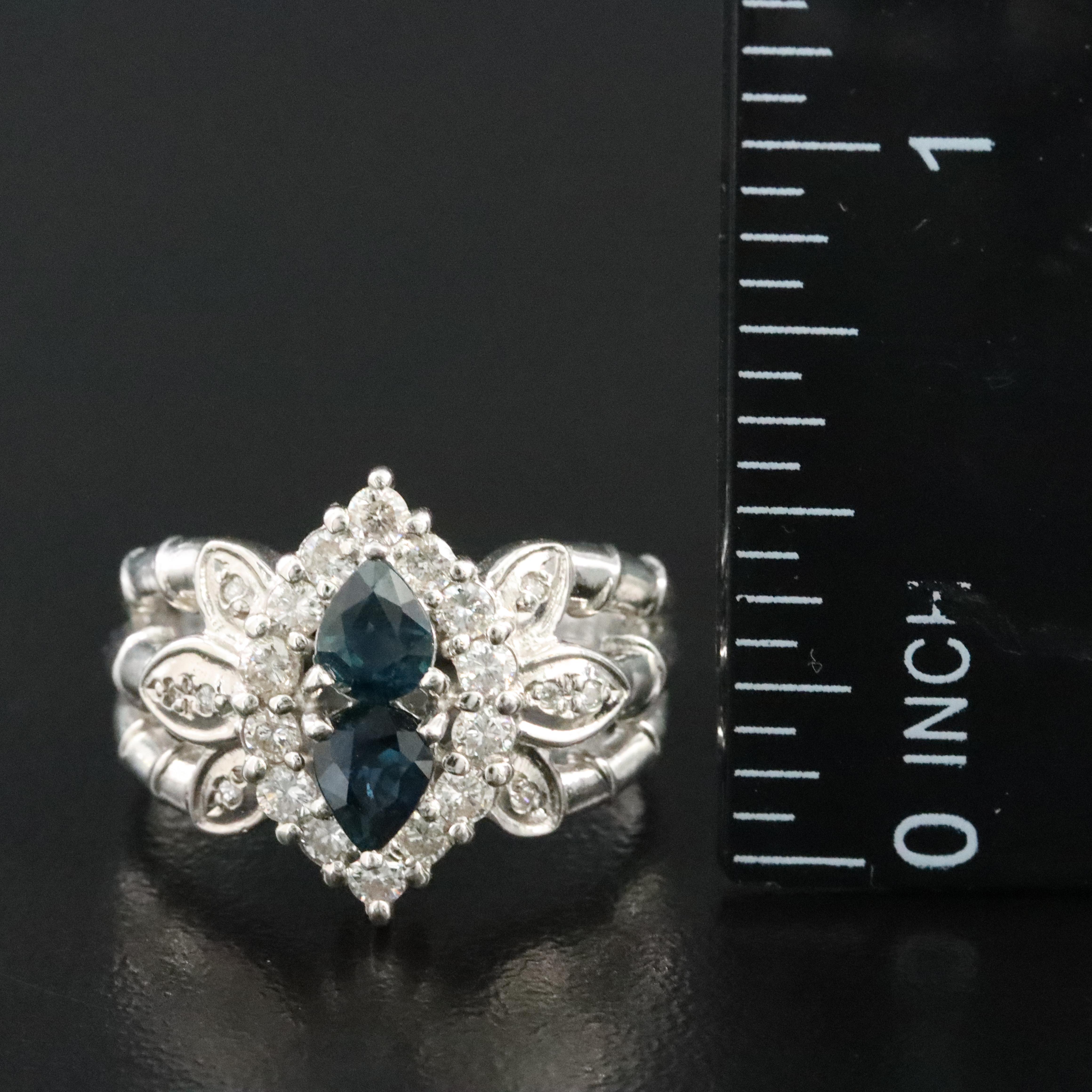 Platinum Sapphire and Diamond Ring