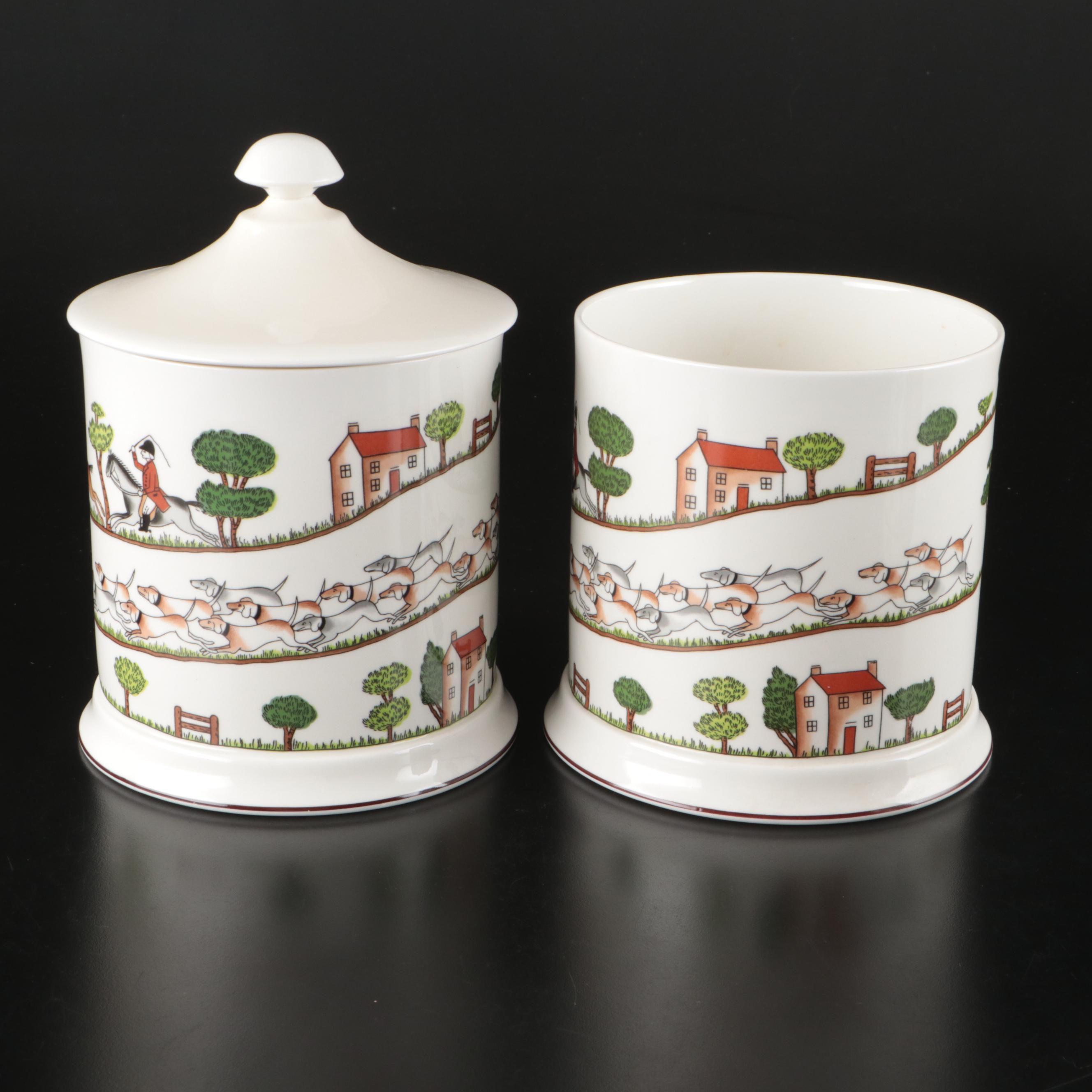 Crown Staffordshire "Hunting Scene" Porcelain Table Accessories