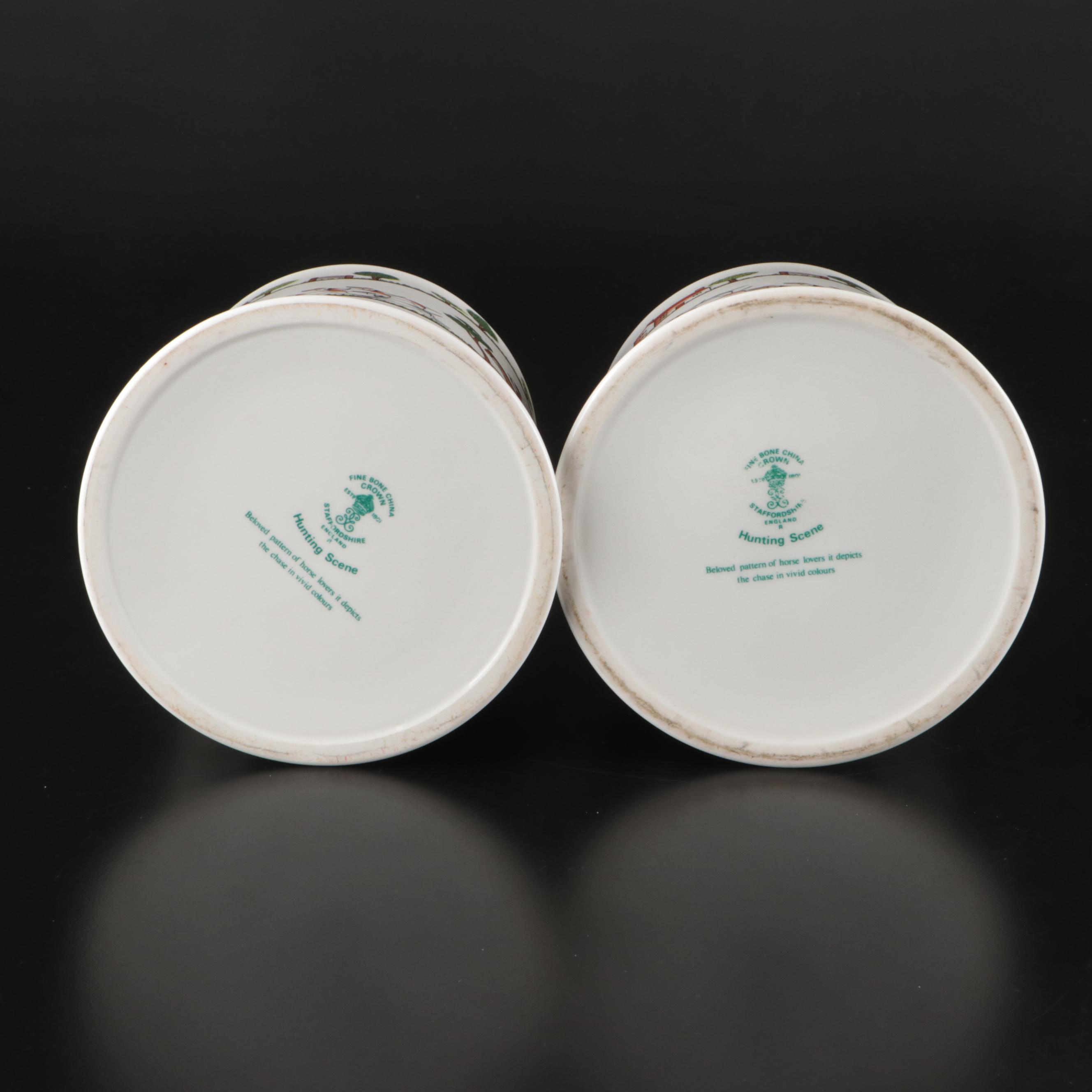 Crown Staffordshire "Hunting Scene" Porcelain Table Accessories