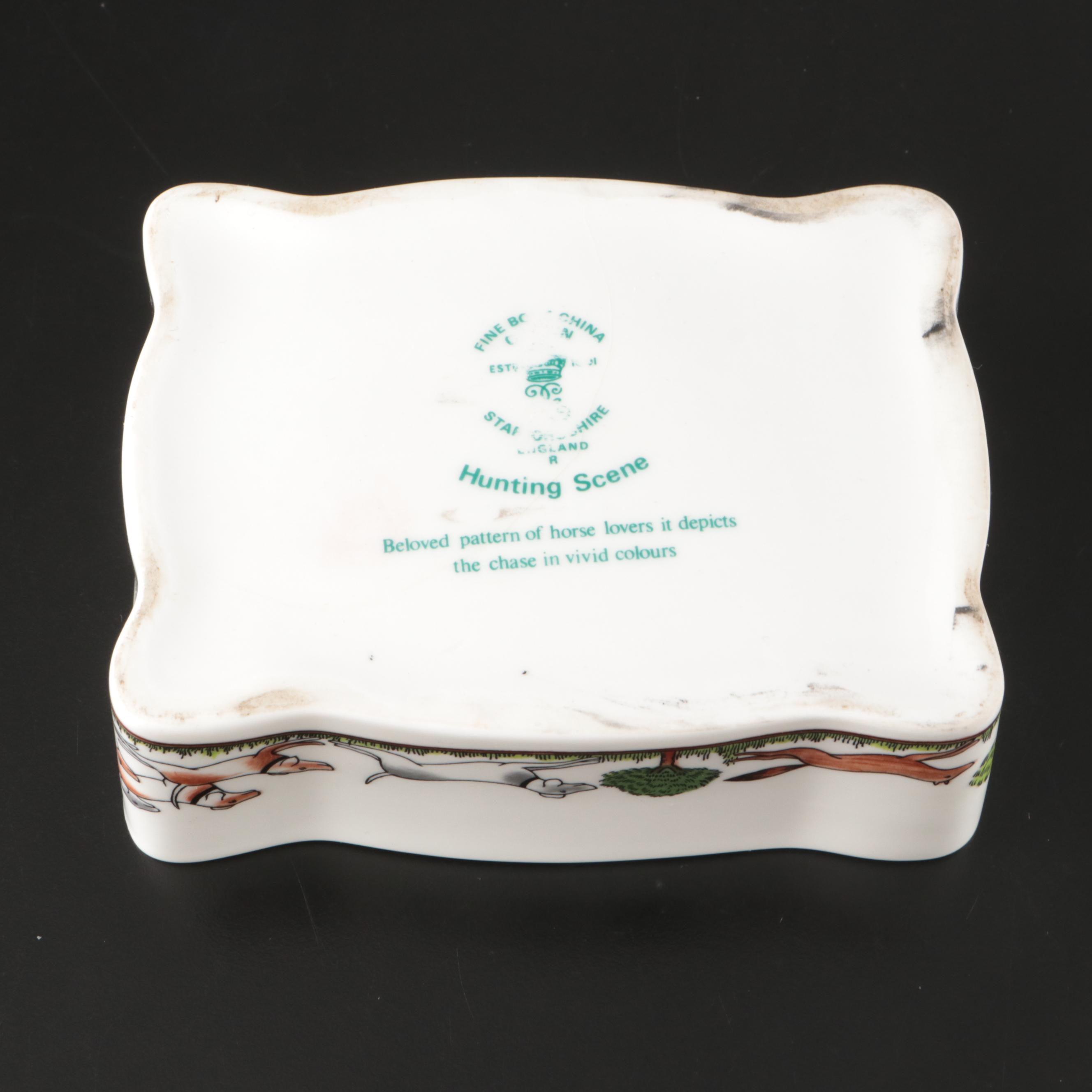 Crown Staffordshire "Hunting Scene" Porcelain Table Accessories