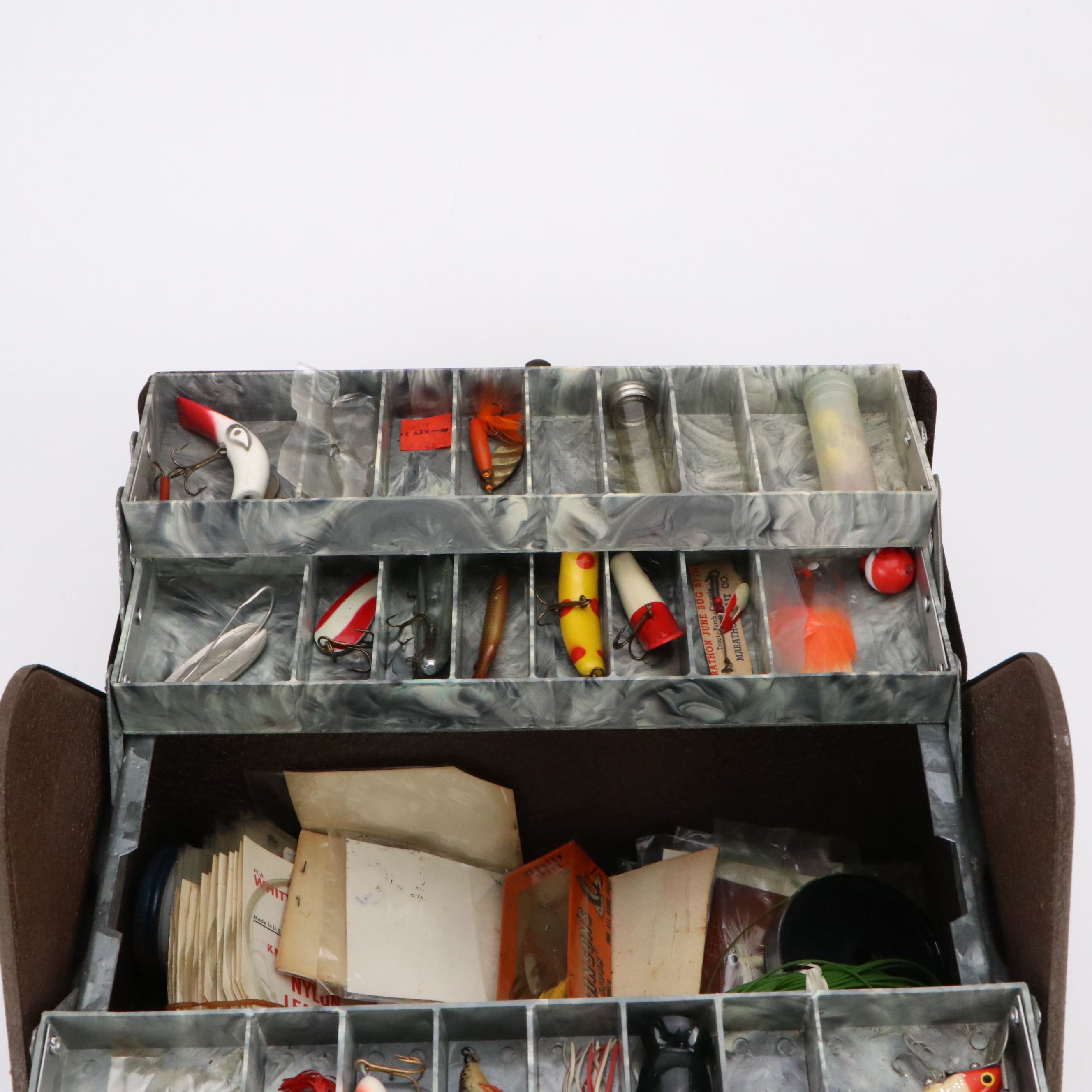 Philson "Spinner 4" Metal Tackle Box with Other Vintage Fishing Gear, 1960s