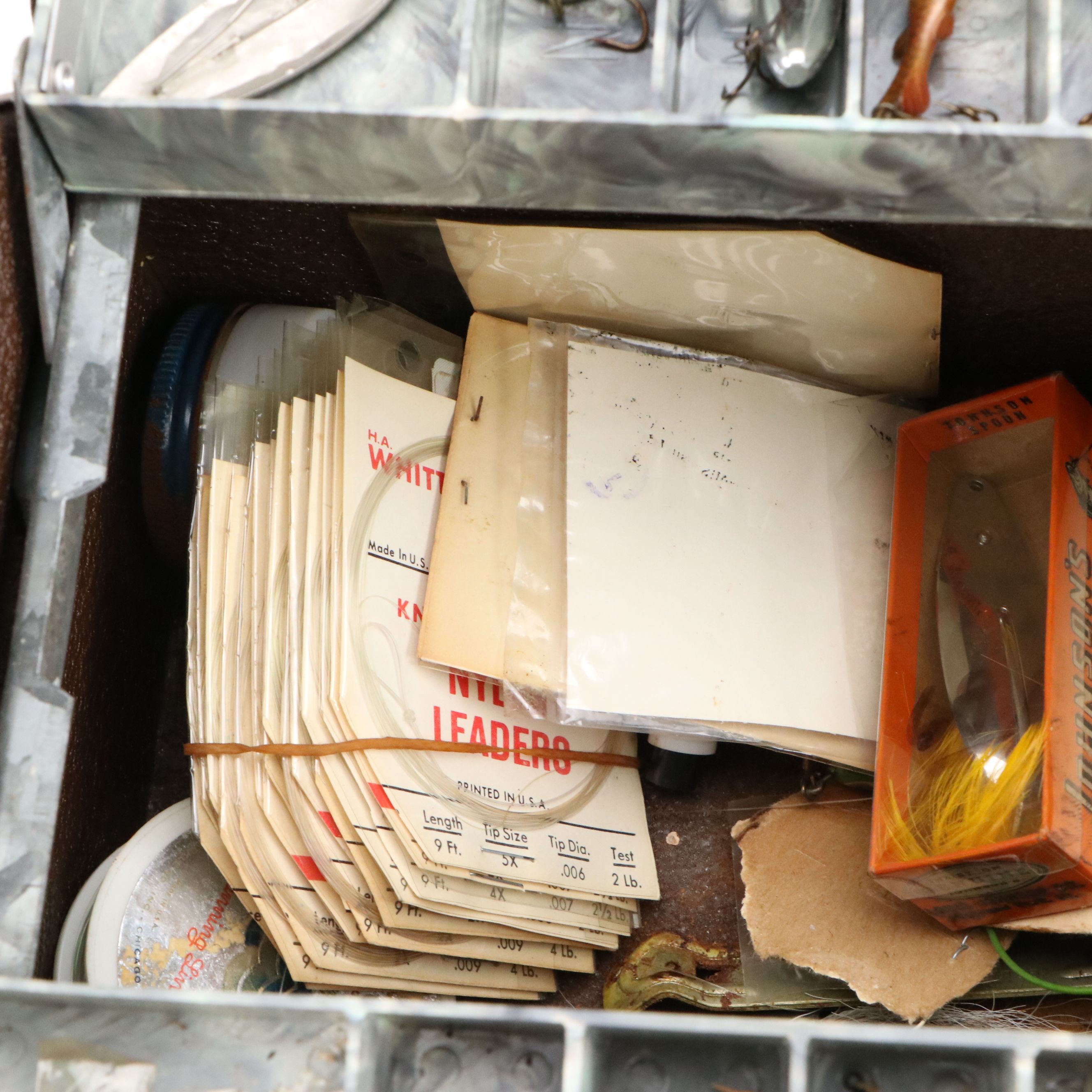 Philson "Spinner 4" Metal Tackle Box with Other Vintage Fishing Gear, 1960s