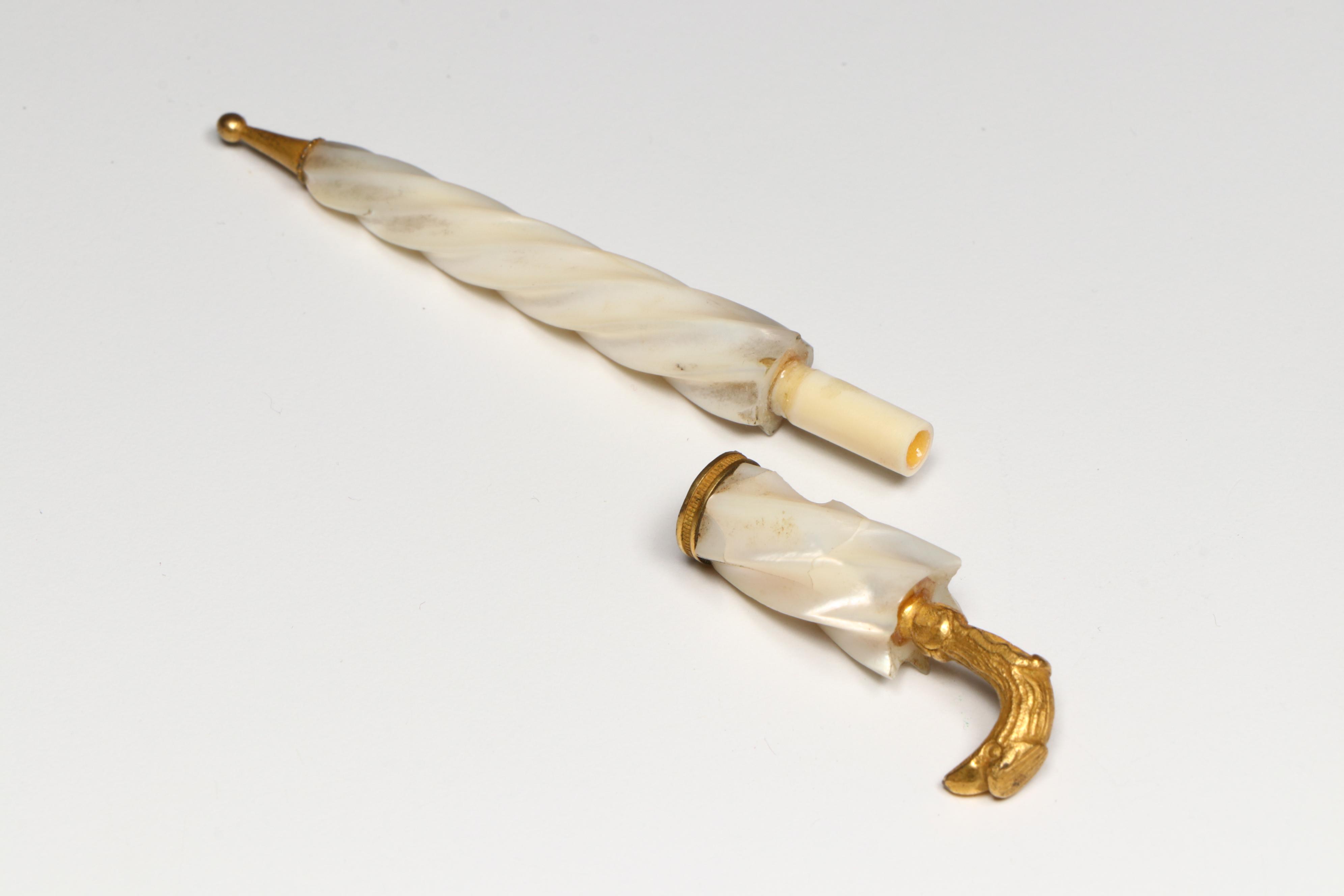 Umbrella Resin and Glass Perfume Bottles with Other Glass Bottle and Brass Plate