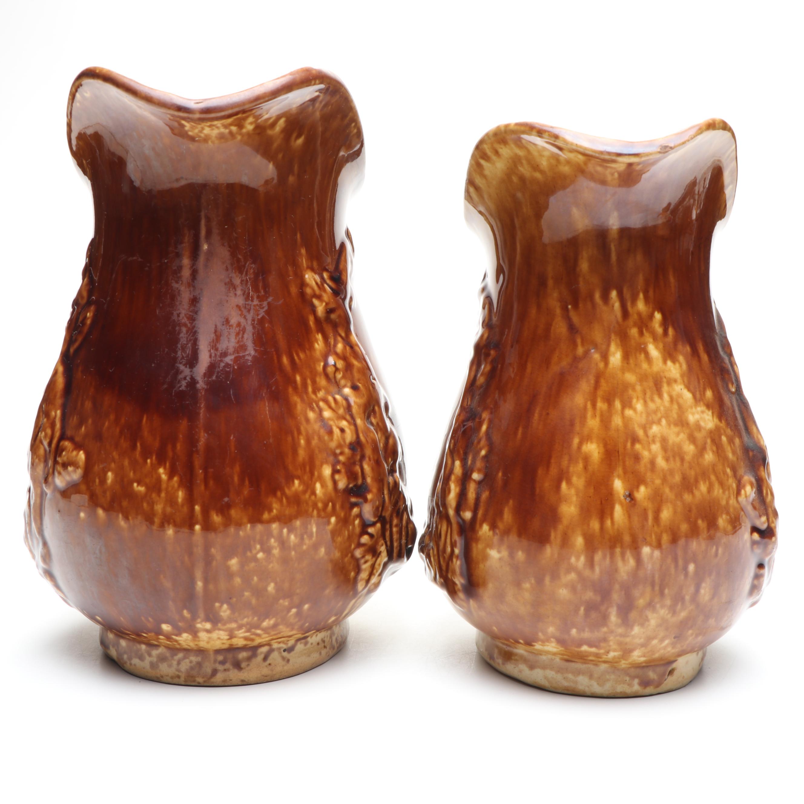 Bennington Rockingham Glazed Molded Earthenware Pitchers