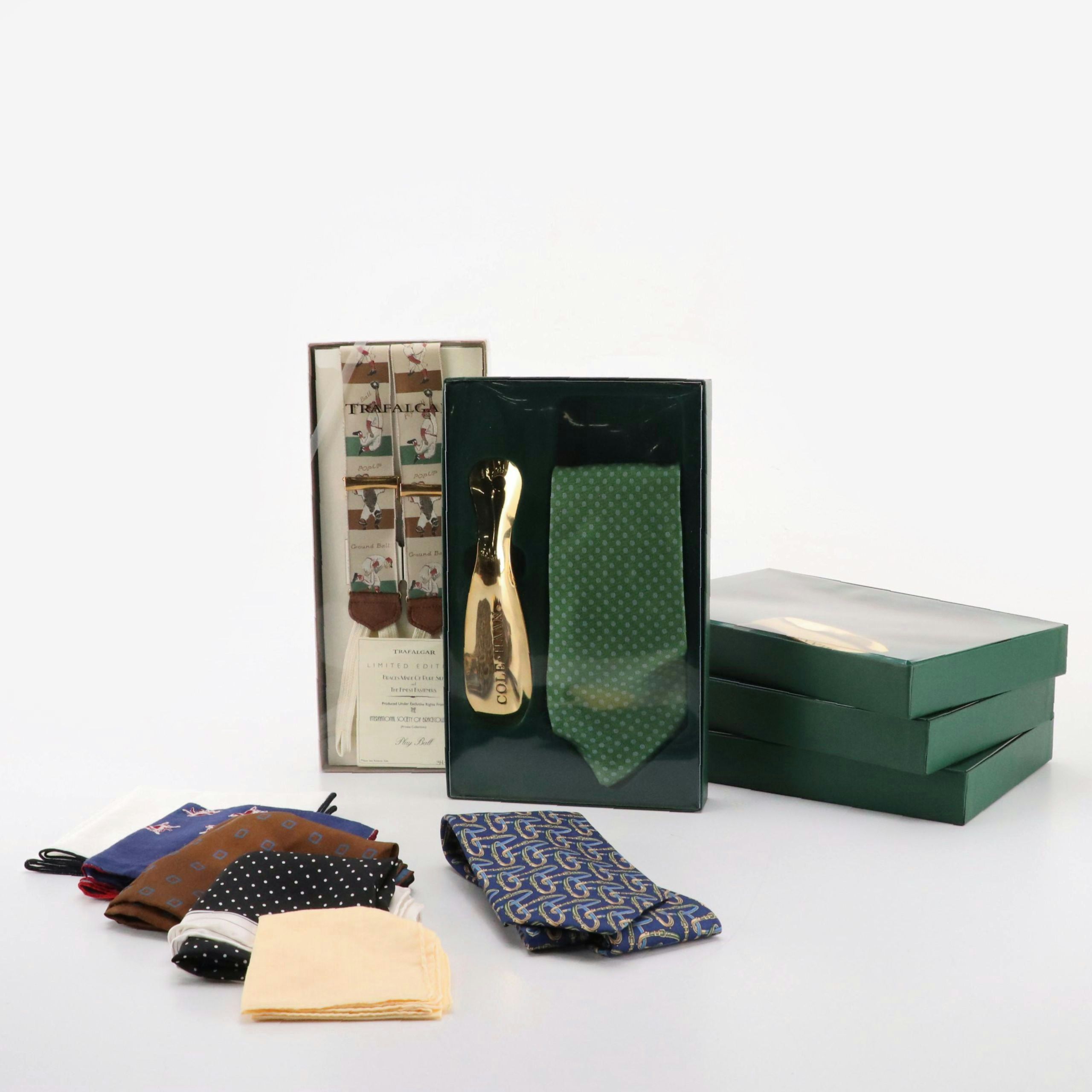 Cole Haan Silk Neckties, Trafalgar Suspenders and Other Pocket Squares