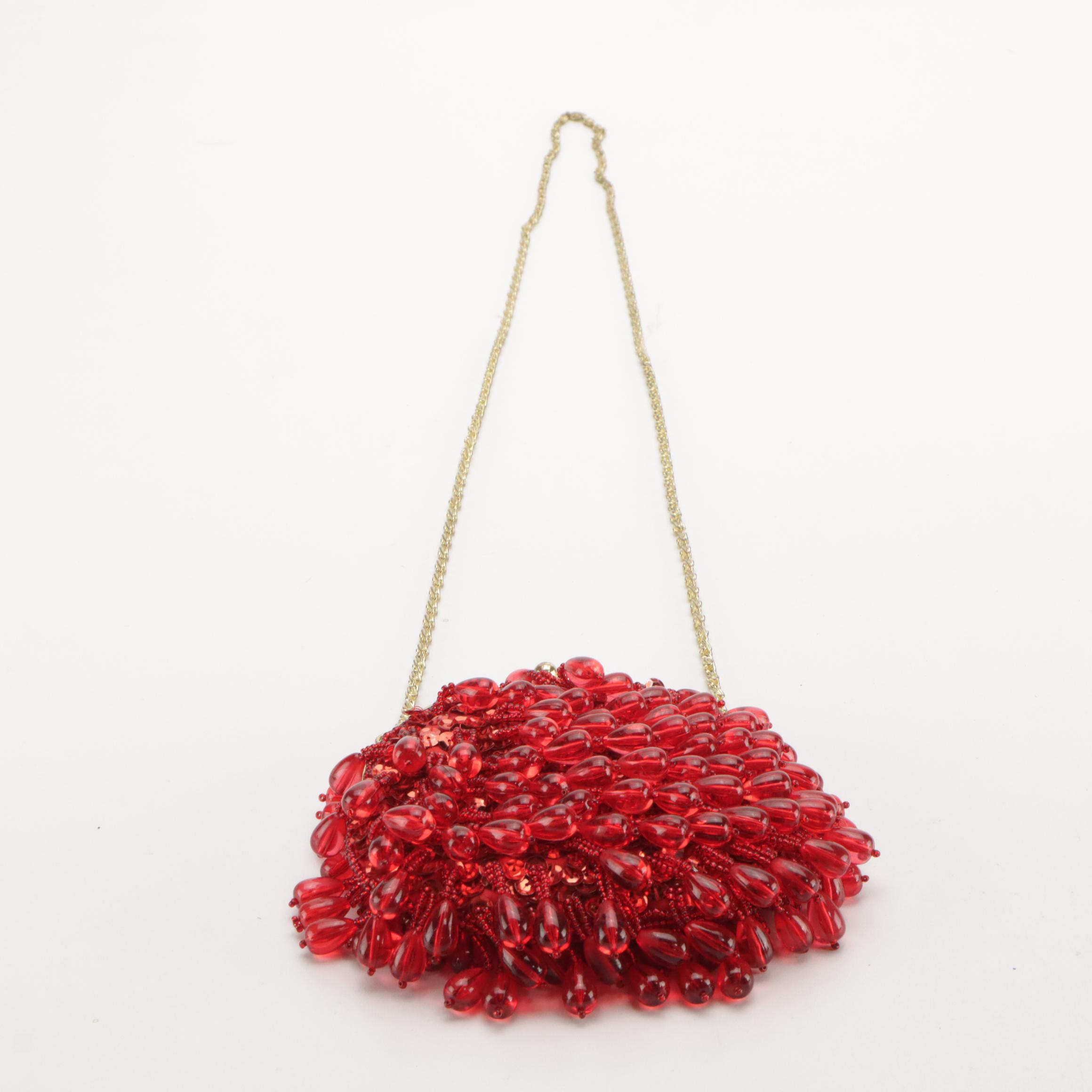 La Regale Red Teardrop Beaded Crossbody with Other Beaded Convertible Clutches